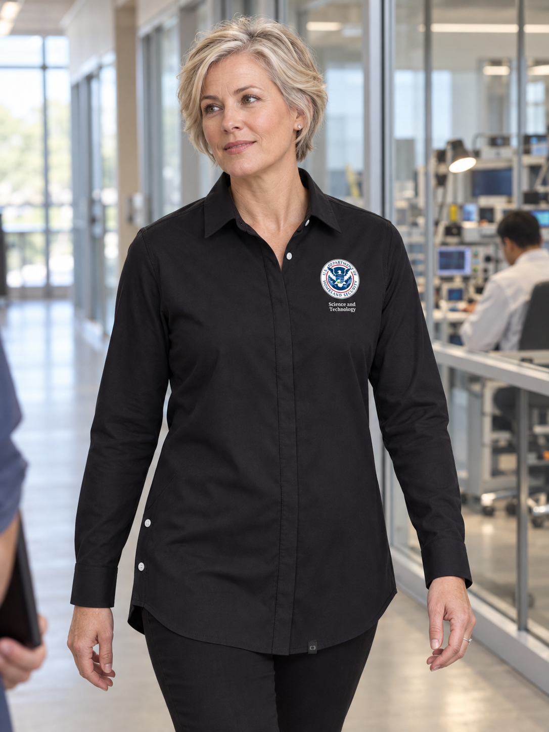 S&T Women's Commuter Shirt — Black lifestyle product photograph