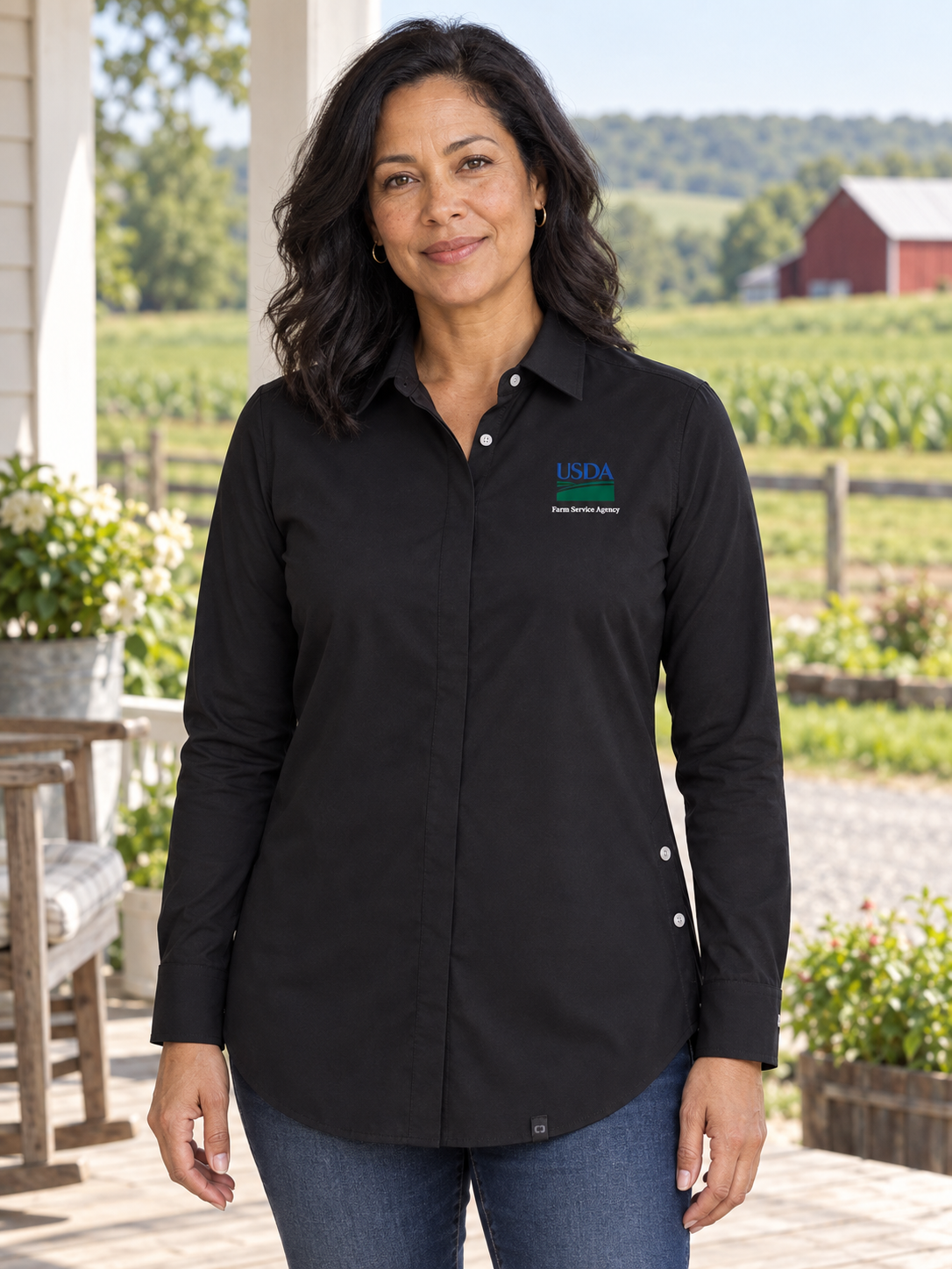 FSA Women's Commuter Shirt — Black lifestyle product photograph