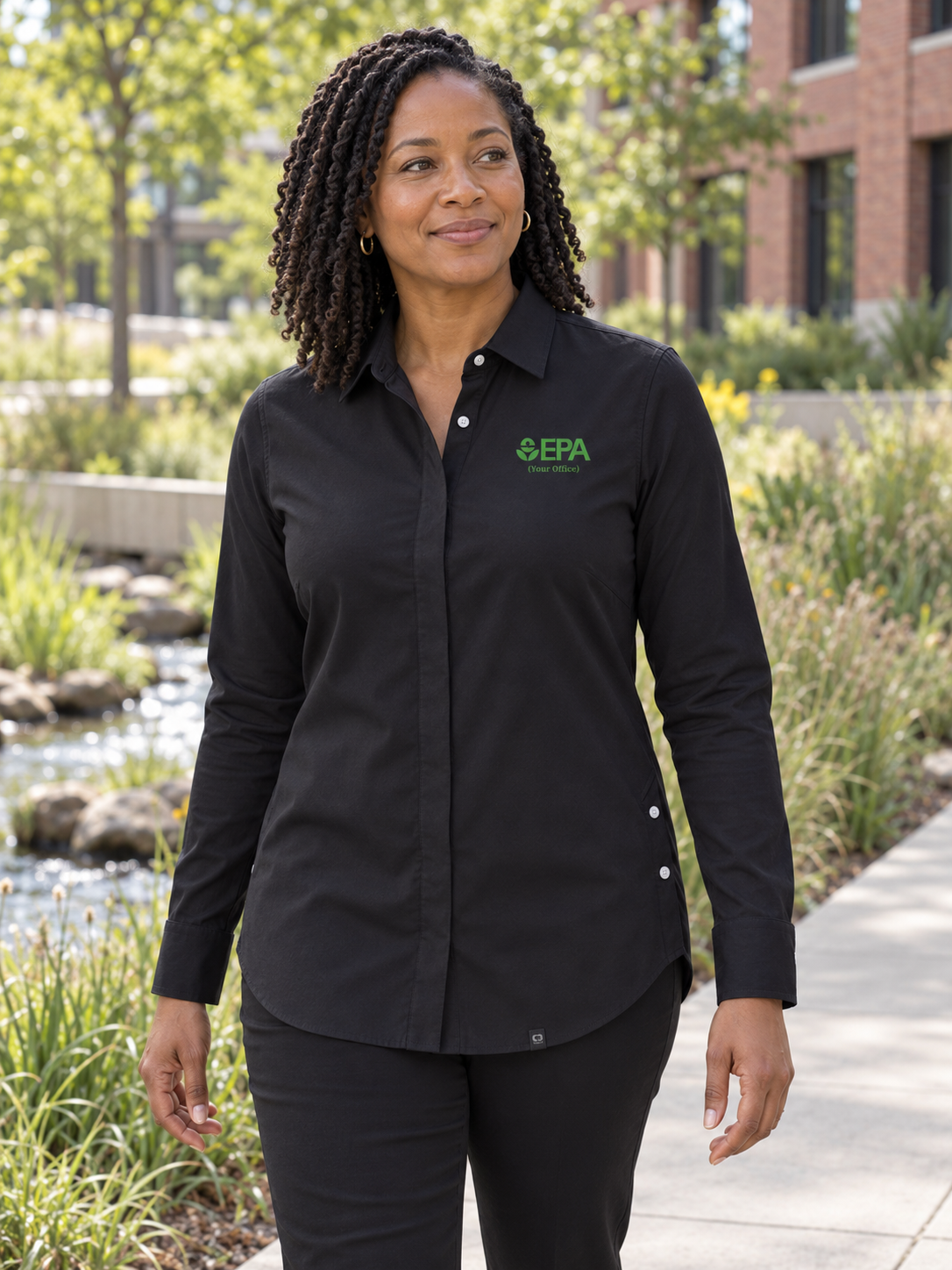EPA by Office Women's Commuter Shirt — Black lifestyle product photograph