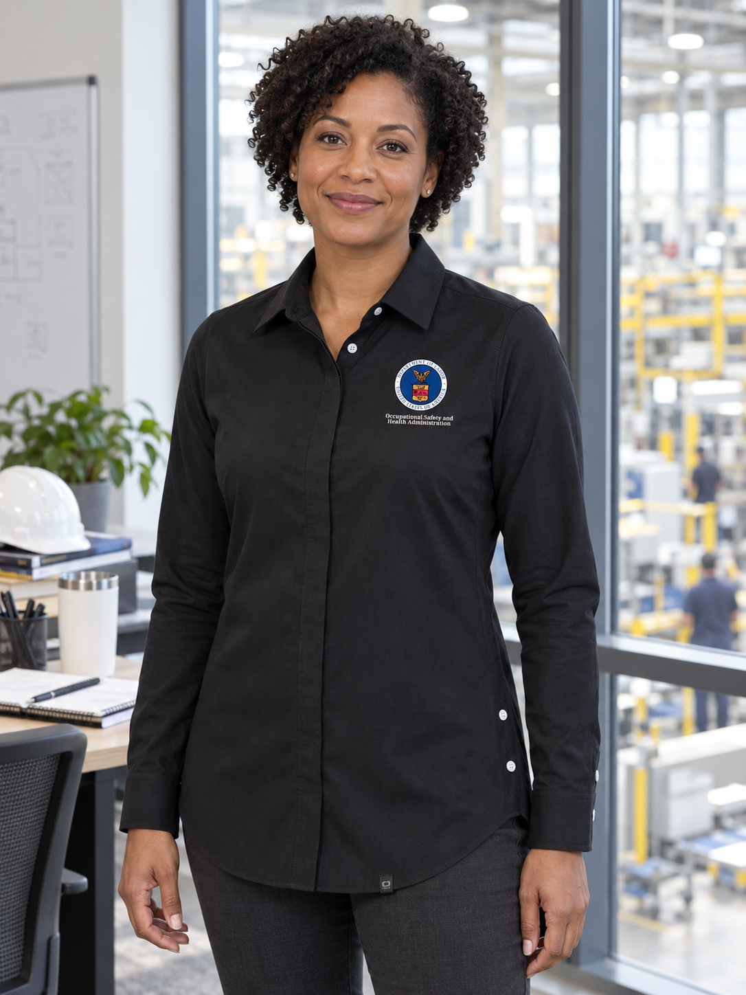 OSHA Women's Commuter Shirt — Black lifestyle product photograph