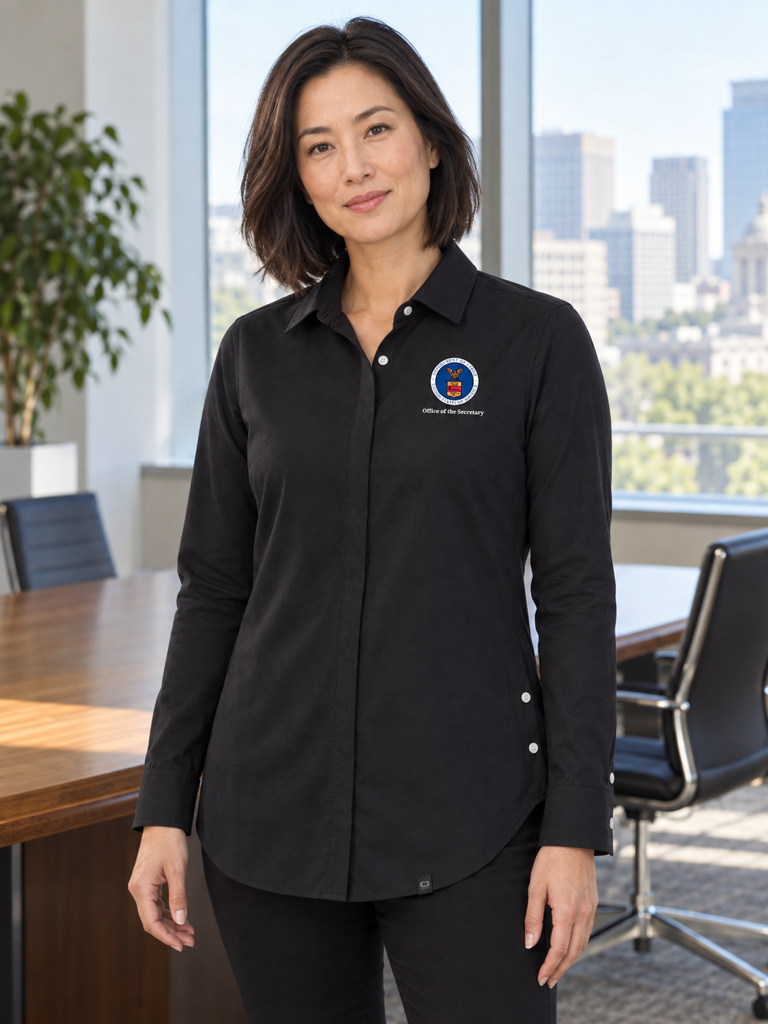 OSEC Women's Commuter Shirt — Black lifestyle product photograph