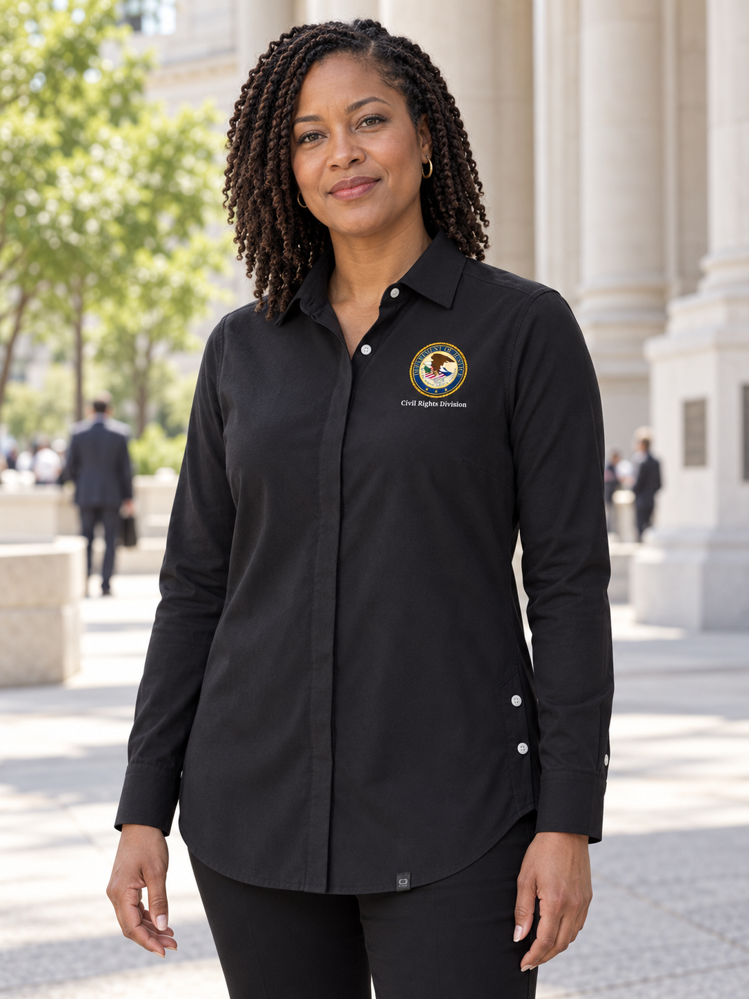 CRD Women's Commuter Shirt — Black lifestyle product photograph