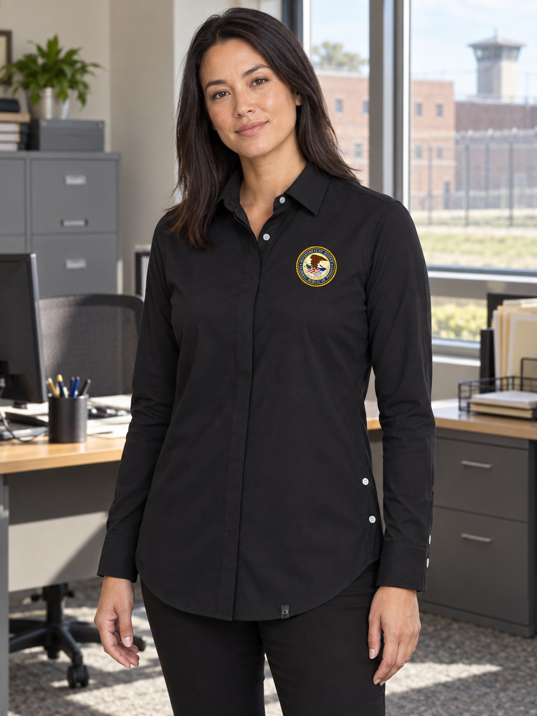 BOP Women's Commuter Shirt — Black lifestyle product photograph