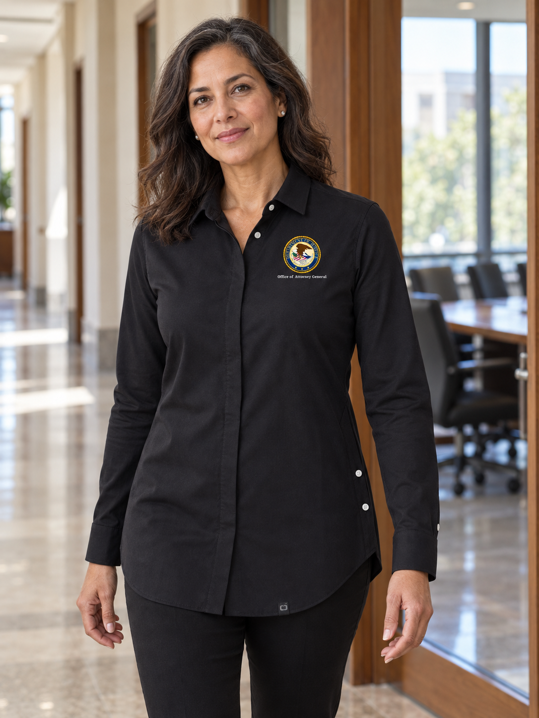 OAG Women's Commuter Shirt — Black lifestyle product photograph
