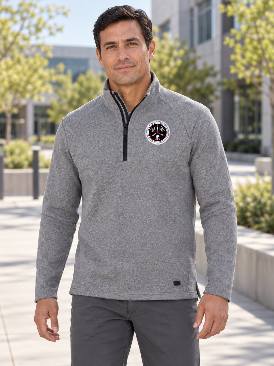 CWMD Men's Transition Quarter Zip — Light Gray lifestyle product photograph