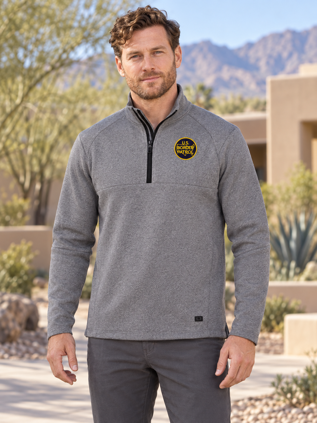 USBP Men's Transition Quarter Zip — Light Gray lifestyle product photograph