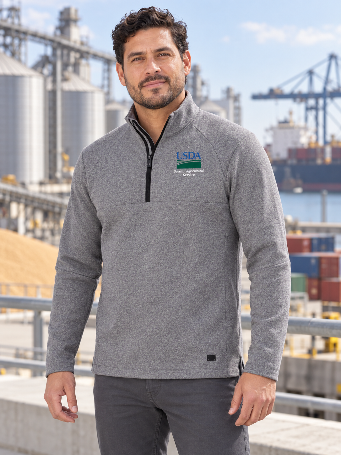 FAS Men's Transition Quarter Zip — Light Gray lifestyle product photograph