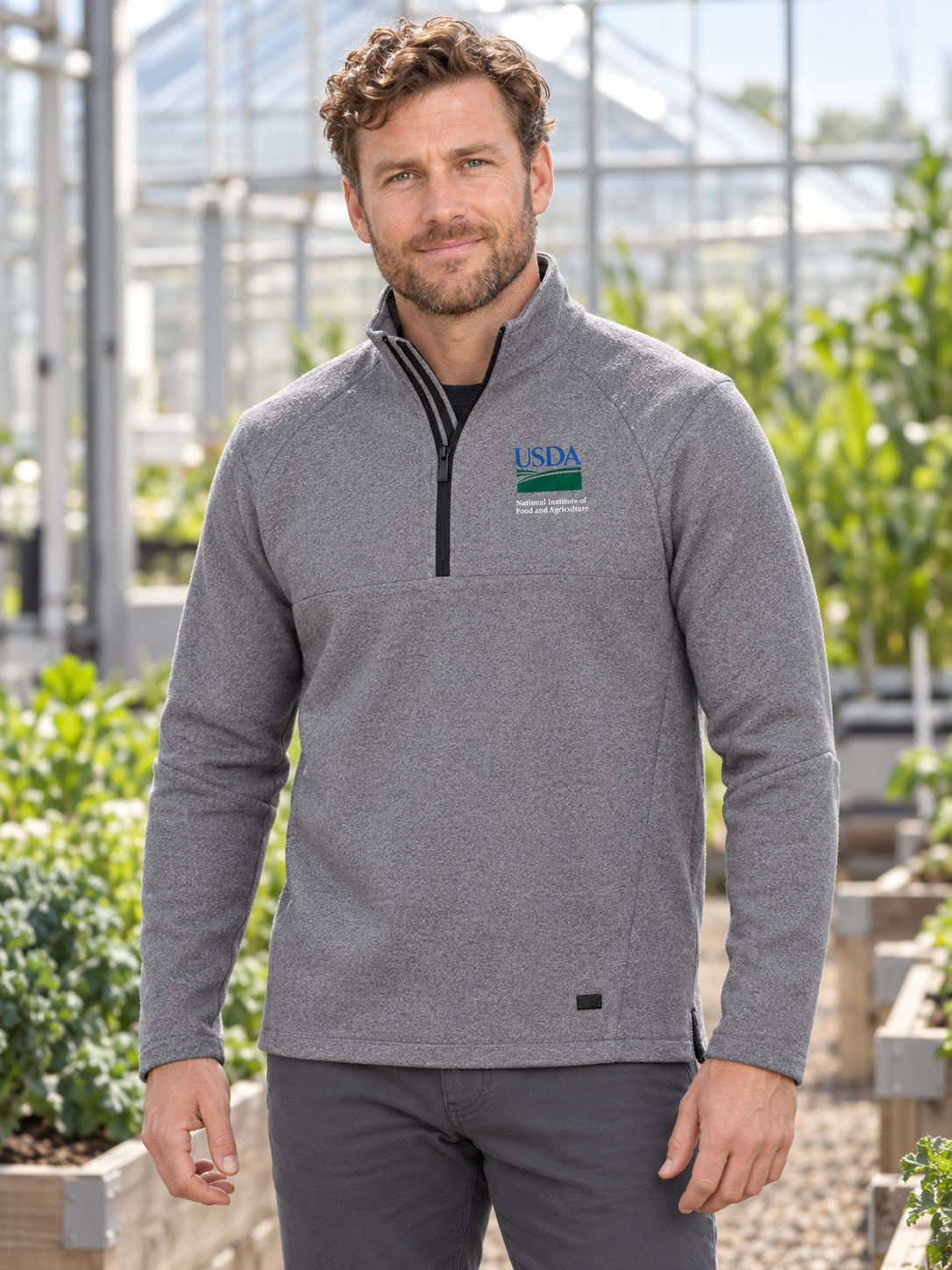 NIFA Men's Transition Quarter Zip — Light Gray lifestyle product photograph