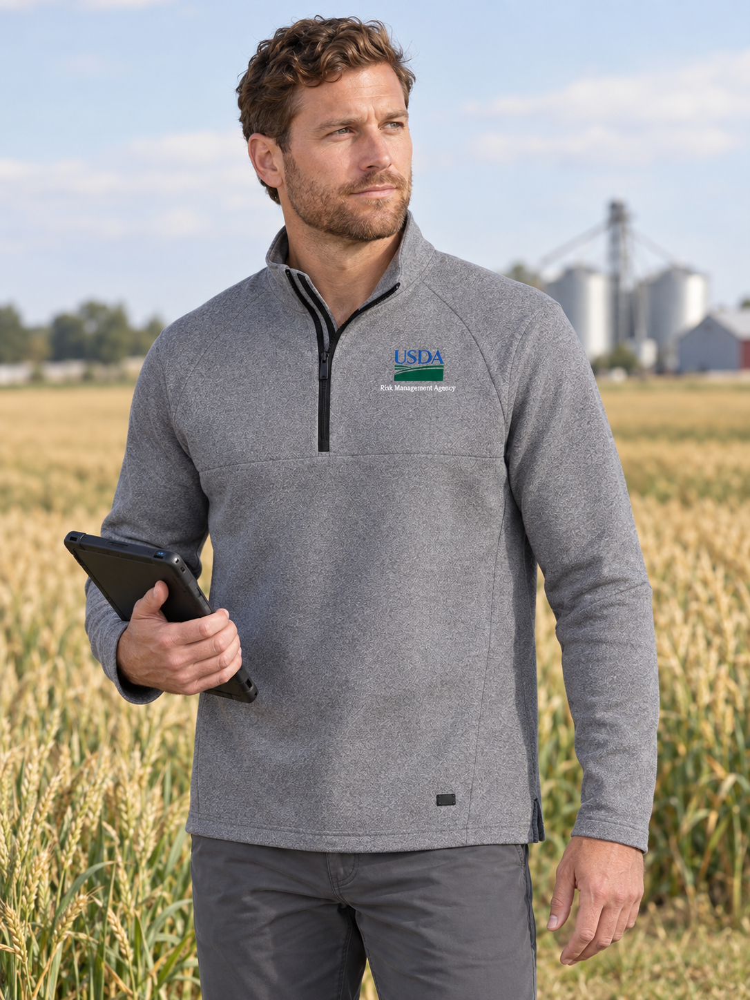 RMA Men's Transition Quarter Zip — Light Gray lifestyle product photograph