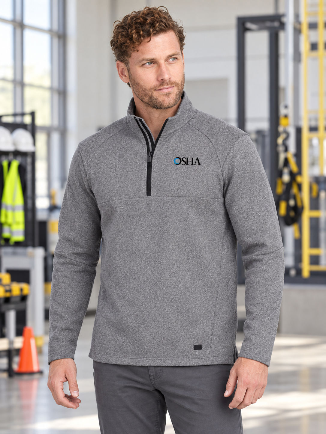 OSHA Men's Transition Quarter Zip — Light Gray lifestyle product photograph
