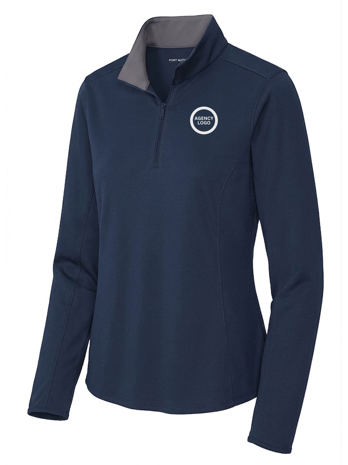 Agency Logo Women's Dri Fit 1/4 Zip Navy Blue government employee uniform shirt