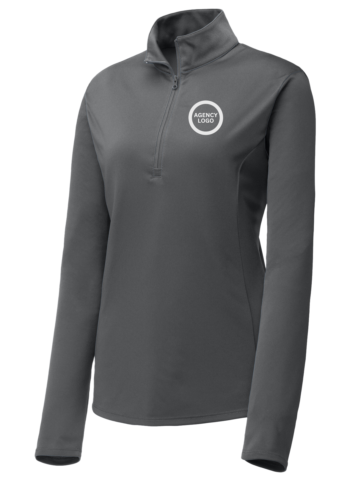 Agency Logo Women's Lightweight Dri Fit 1/4 Zip Slate Gray government employee uniform shirt
