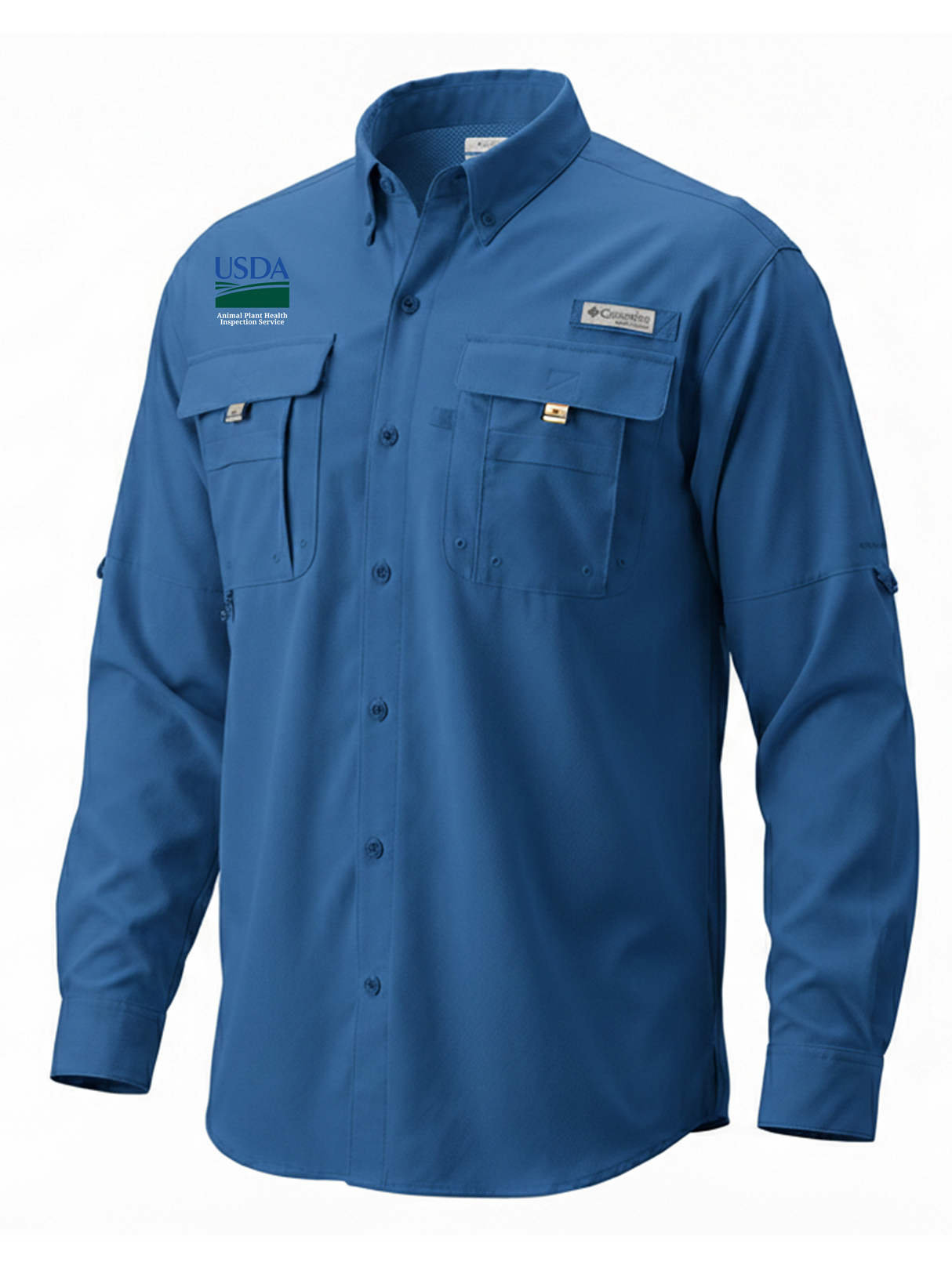 Agriculture Marketing Service (AMS) Men's Columbia Bahama™ II Button Up Long-Sleeve Royal Blue government employee uniform shirt