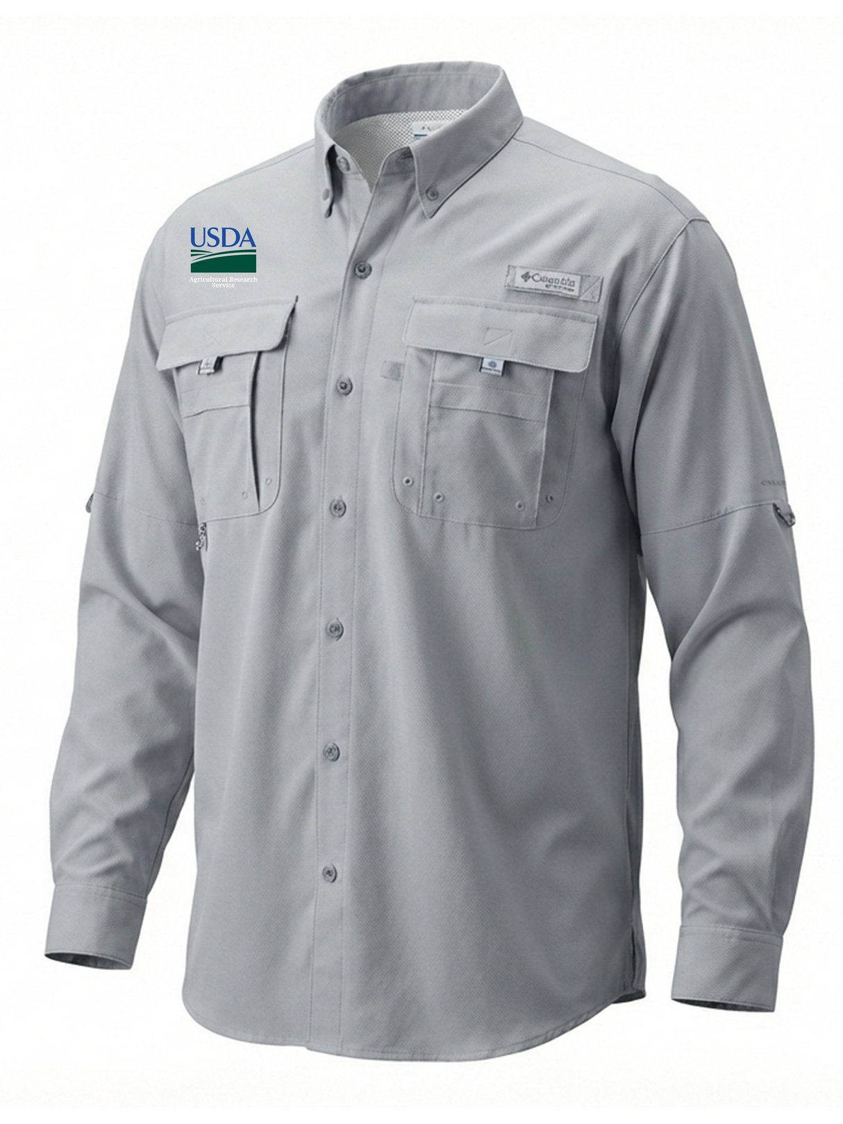 Agriculture Research Service (ARS) Men's Columbia Bahama™ II Button Up Long-Sleeve Cool Grey government employee uniform shirt