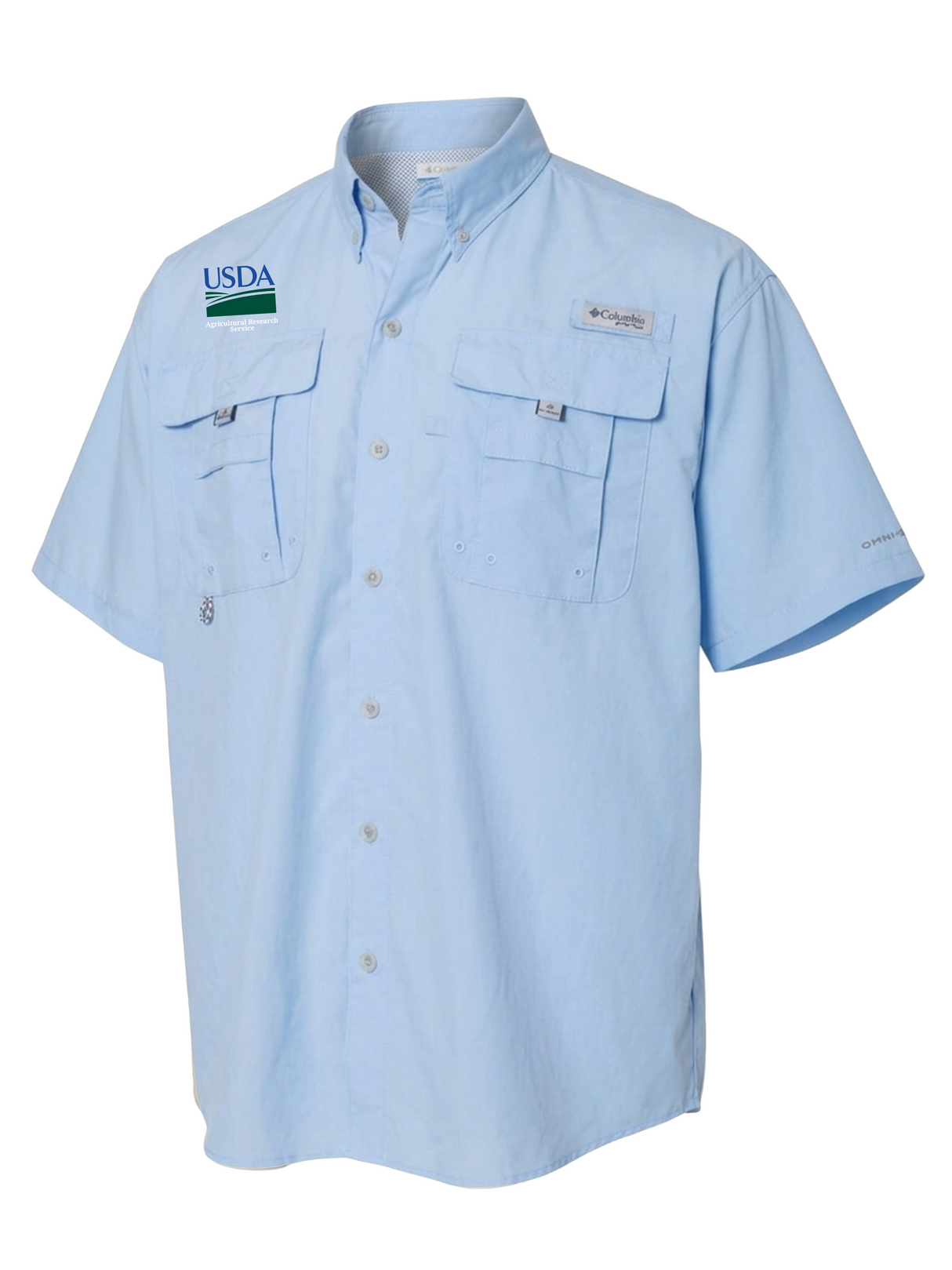 Agriculture Research Service (ARS) Men's Columbia Bahama™ II Button Up Short Sleeve Light Blue government employee uniform shirt
