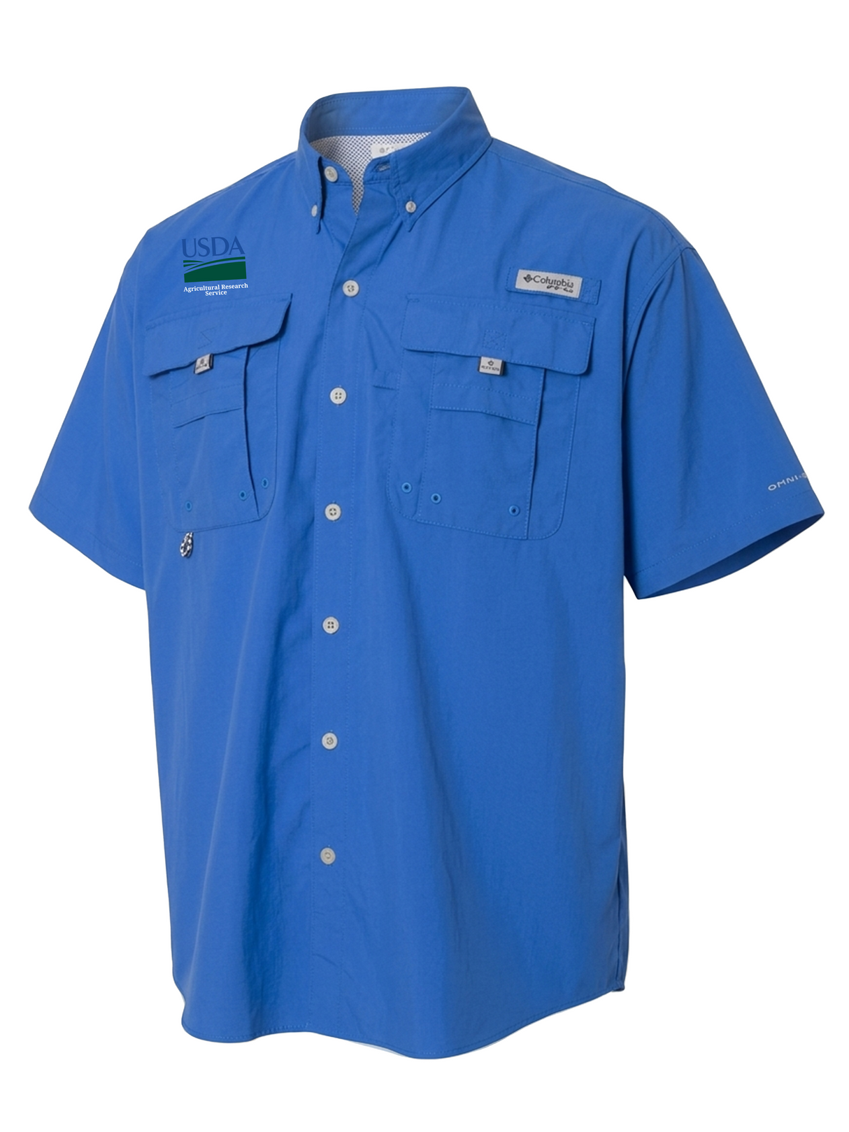 Agriculture Research Service (ARS) Men's Columbia Bahama™ II Button Up Short Sleeve Royal Blue government employee uniform shirt