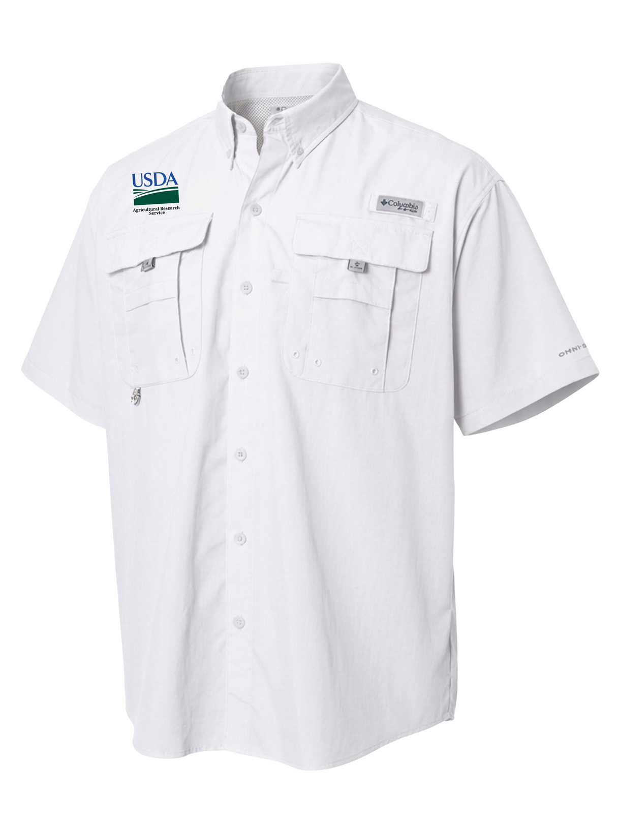Agriculture Research Service (ARS) Men's Columbia Bahama™ II Button Up Short Sleeve White government employee uniform shirt