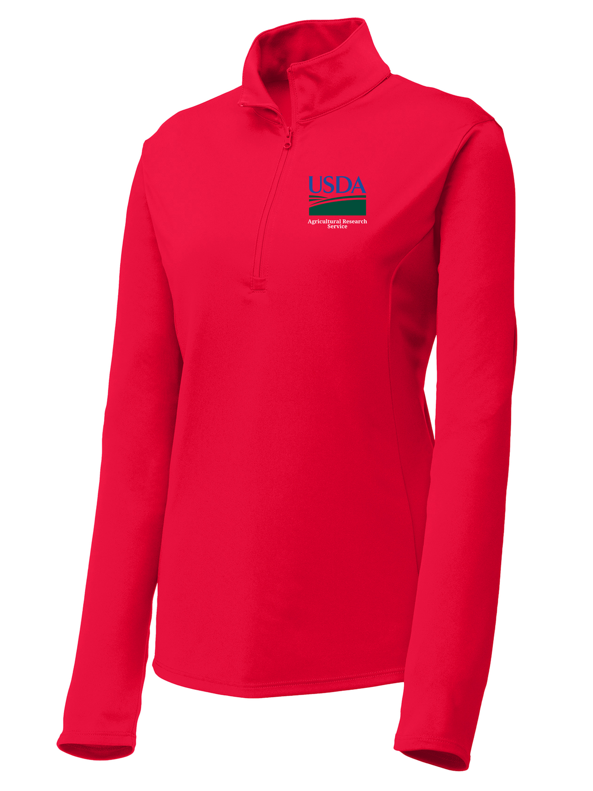 Agriculture Research Service (ARS) Women's Lightweight Dri Fit 1/4 Zip Red government employee uniform shirt
