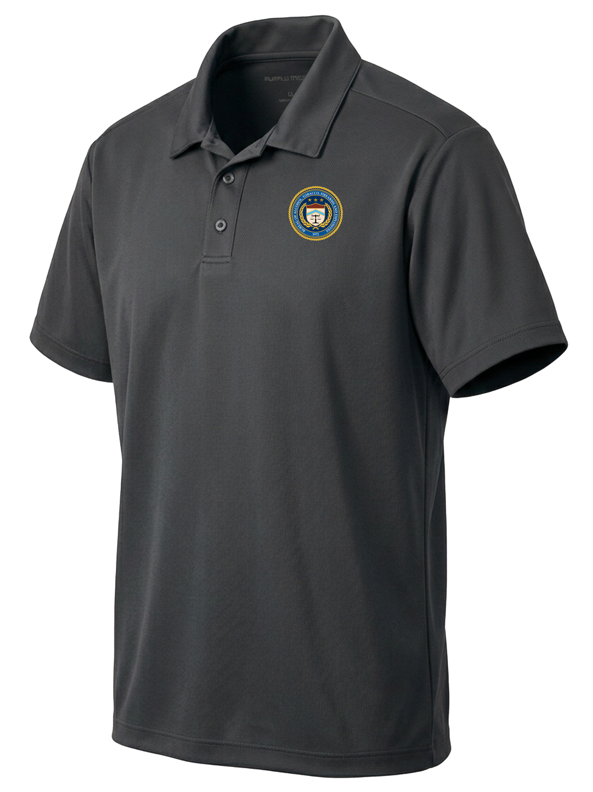 The Bureau of Alcohol, Tobacco, Firearms and Explosives (ATF) Men's Dri Fit Polo Slate Gray government employee uniform shirt