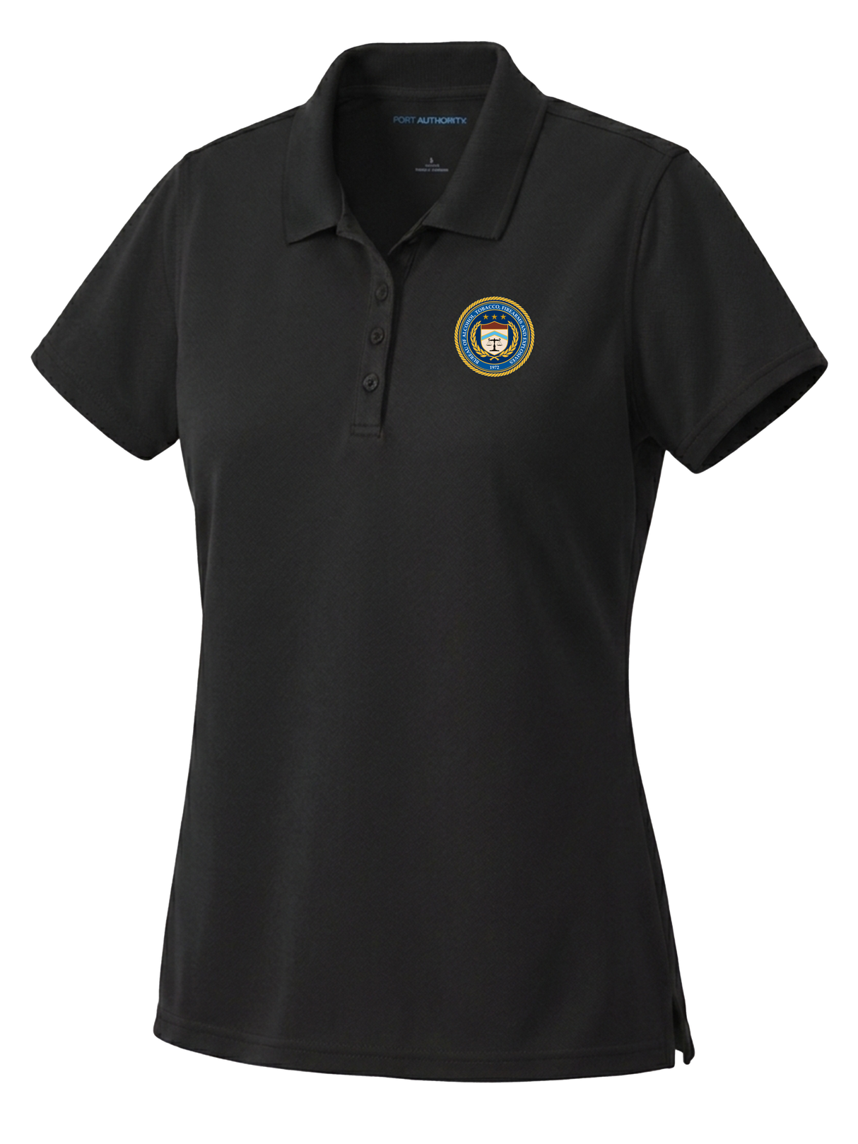 The Bureau of Alcohol, Tobacco, Firearms and Explosives (ATF) Women's Dri Fit Polo Black government employee uniform shirt