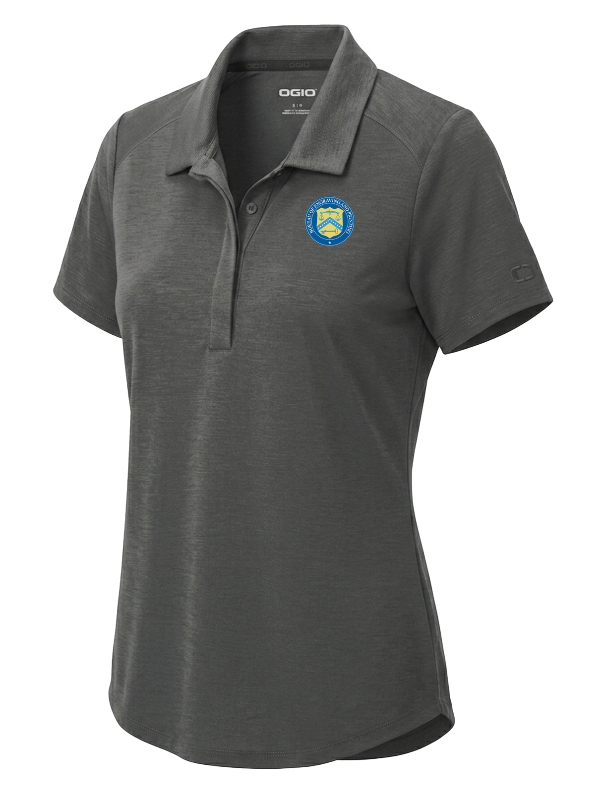 The Bureau of Engraving & Printing (BEP) Women's Polo Slate Gray government employee uniform shirt