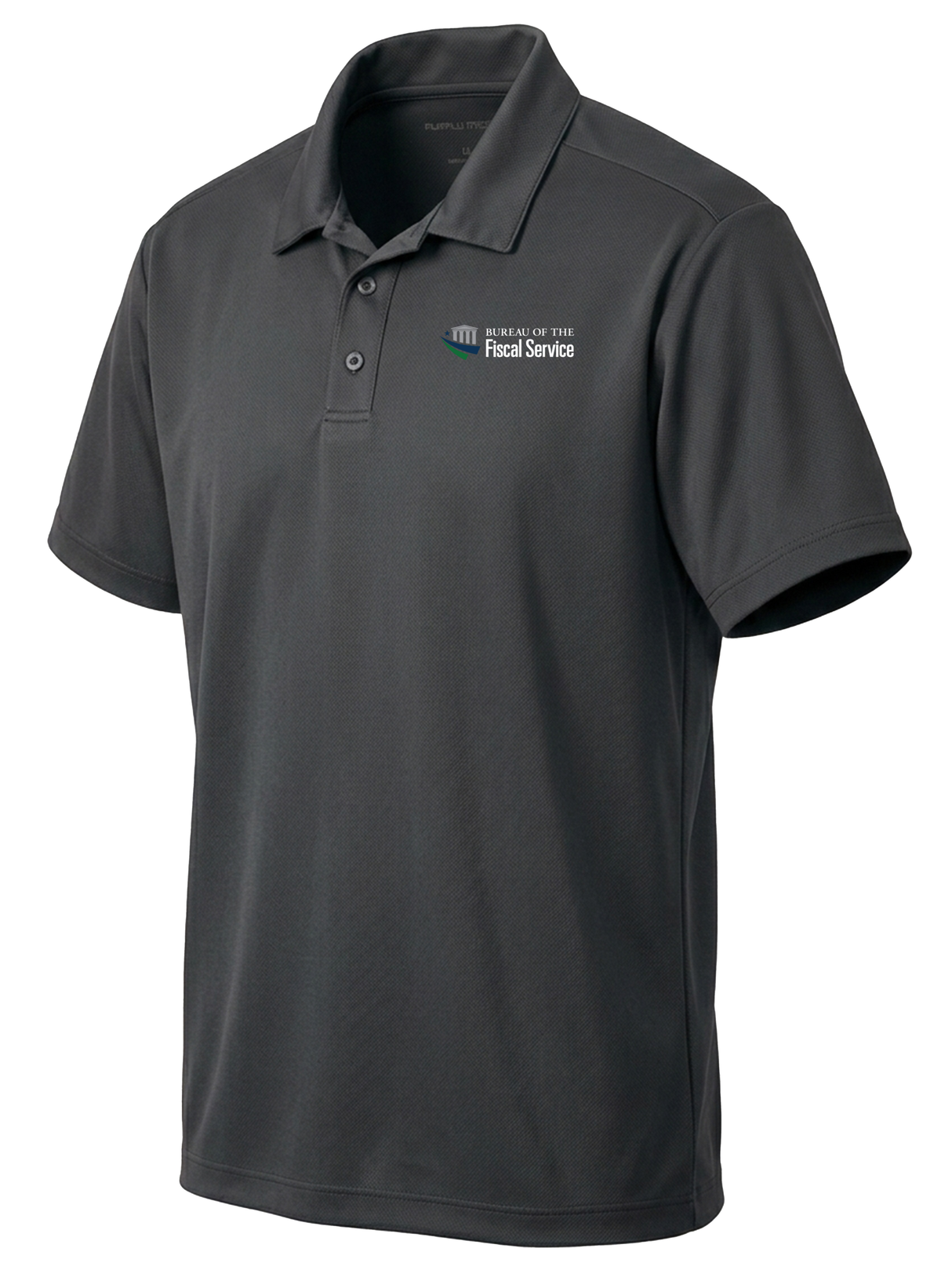 The Bureau of the Fiscal Service (BFS) Men's Dri Fit Polo Slate Gray government employee uniform shirt