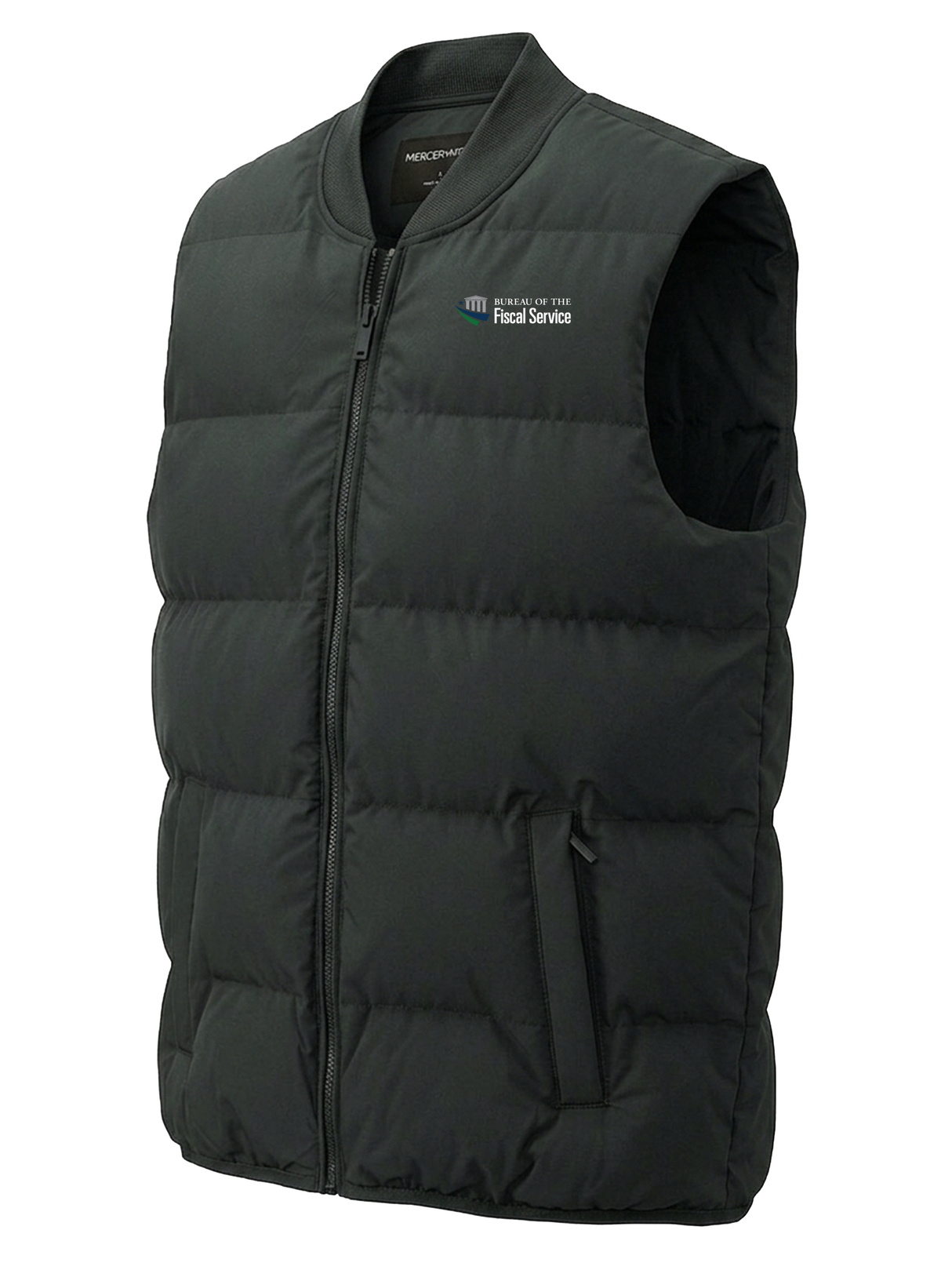 The Bureau of the Fiscal Service (BFS) Men's Puffer Vest Slate Gray government employee uniform shirt