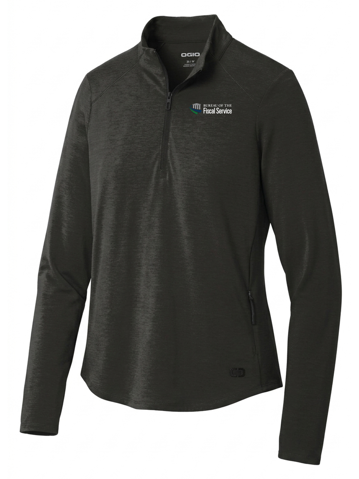 The Bureau of the Fiscal Service (BFS) Women's Motion 1/4 Zip Black government employee uniform shirt