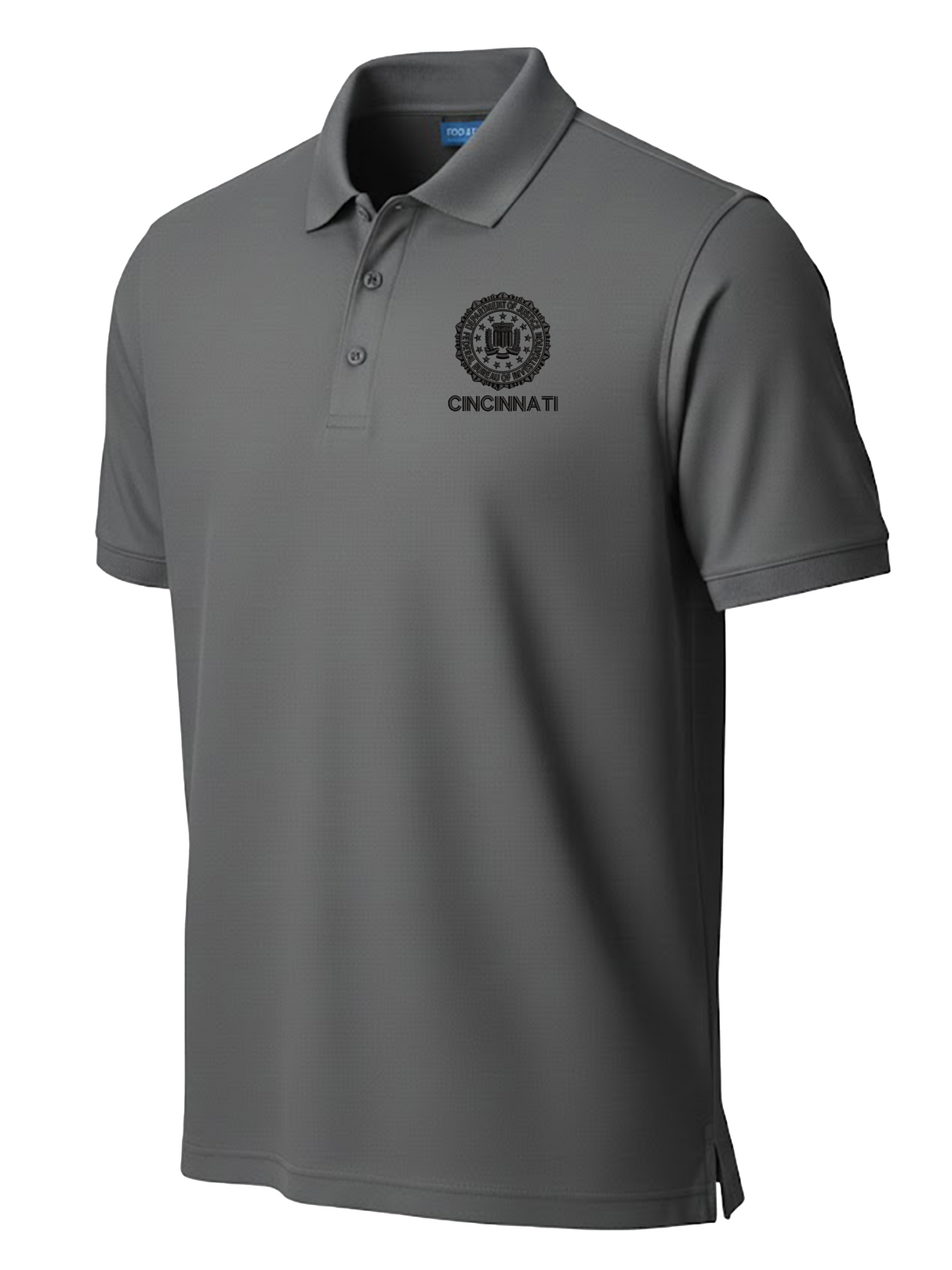 FBI Cincinnati Polo Shirt - Men's Short Sleeve Slate Gray government employee uniform shirt