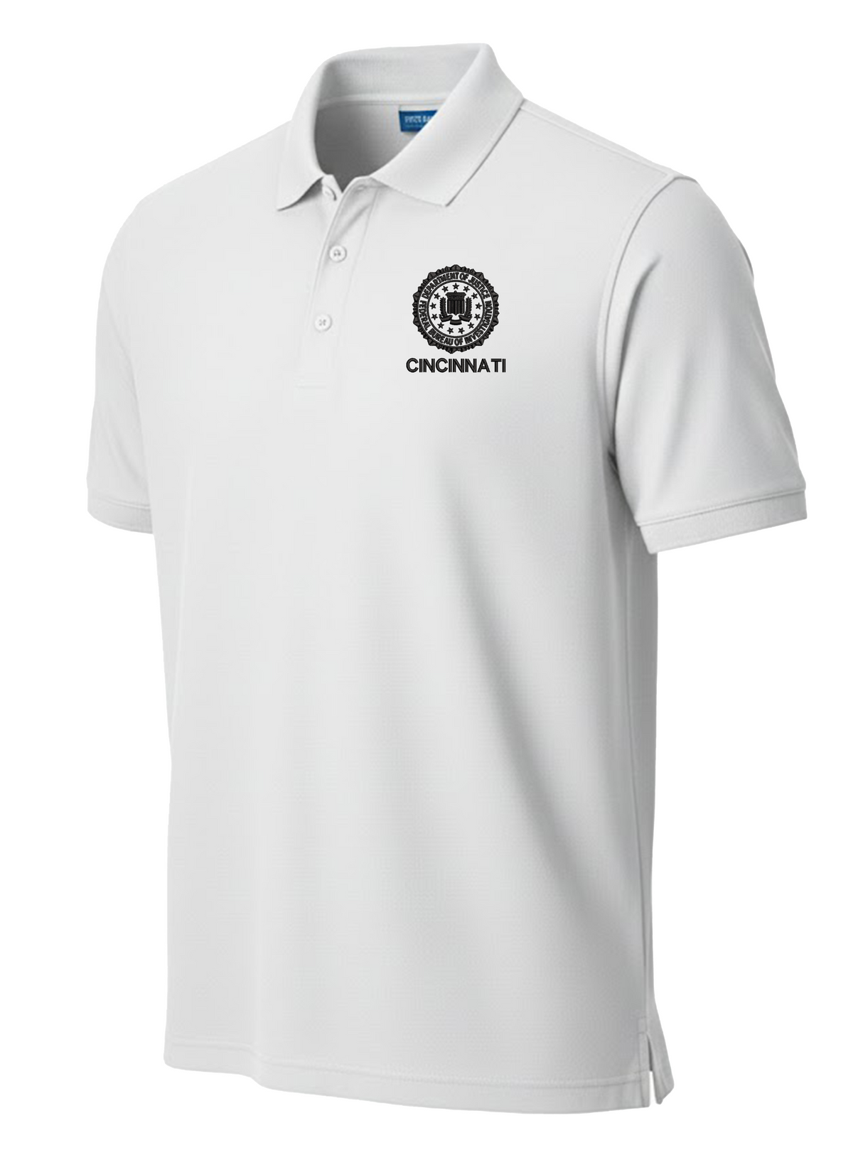 FBI Cincinnati Polo Shirt - Men's Short Sleeve White government employee uniform shirt