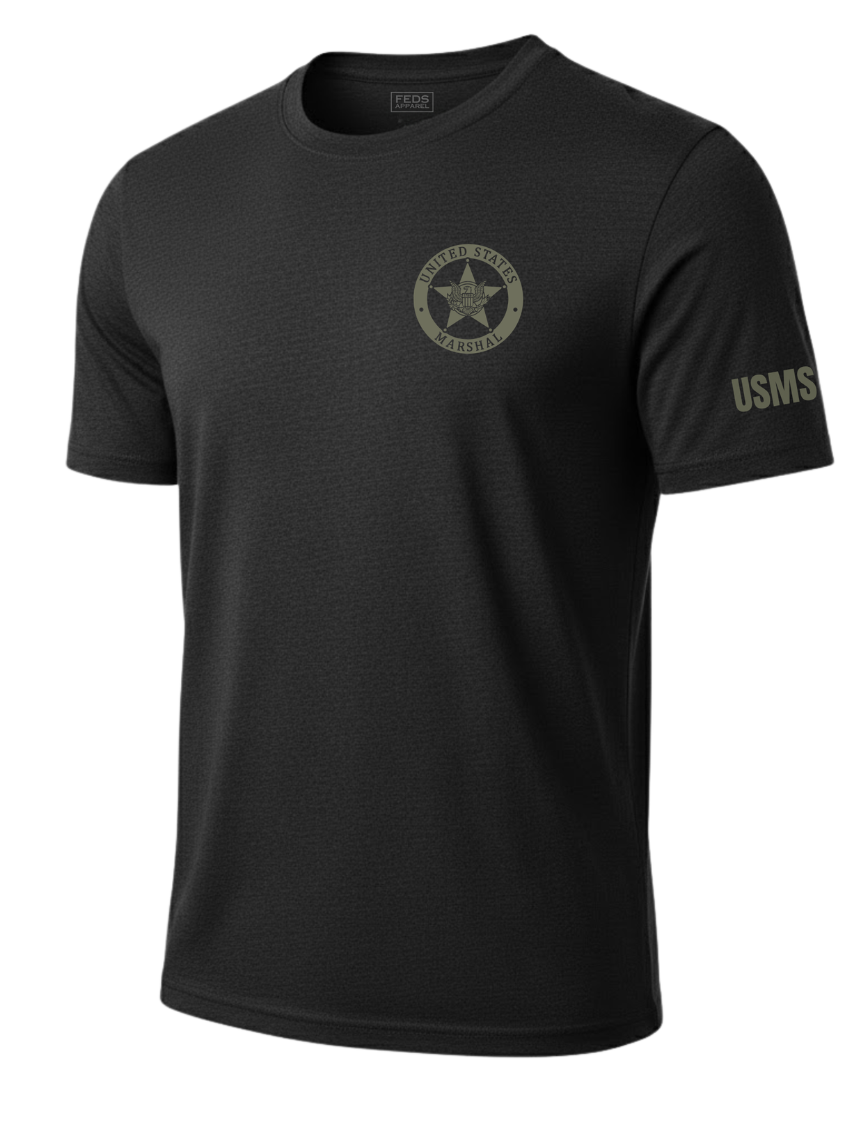 Black US Marshals Service USMS Fugitive Task Force Men's Shirt - Short Sleeve (Green)