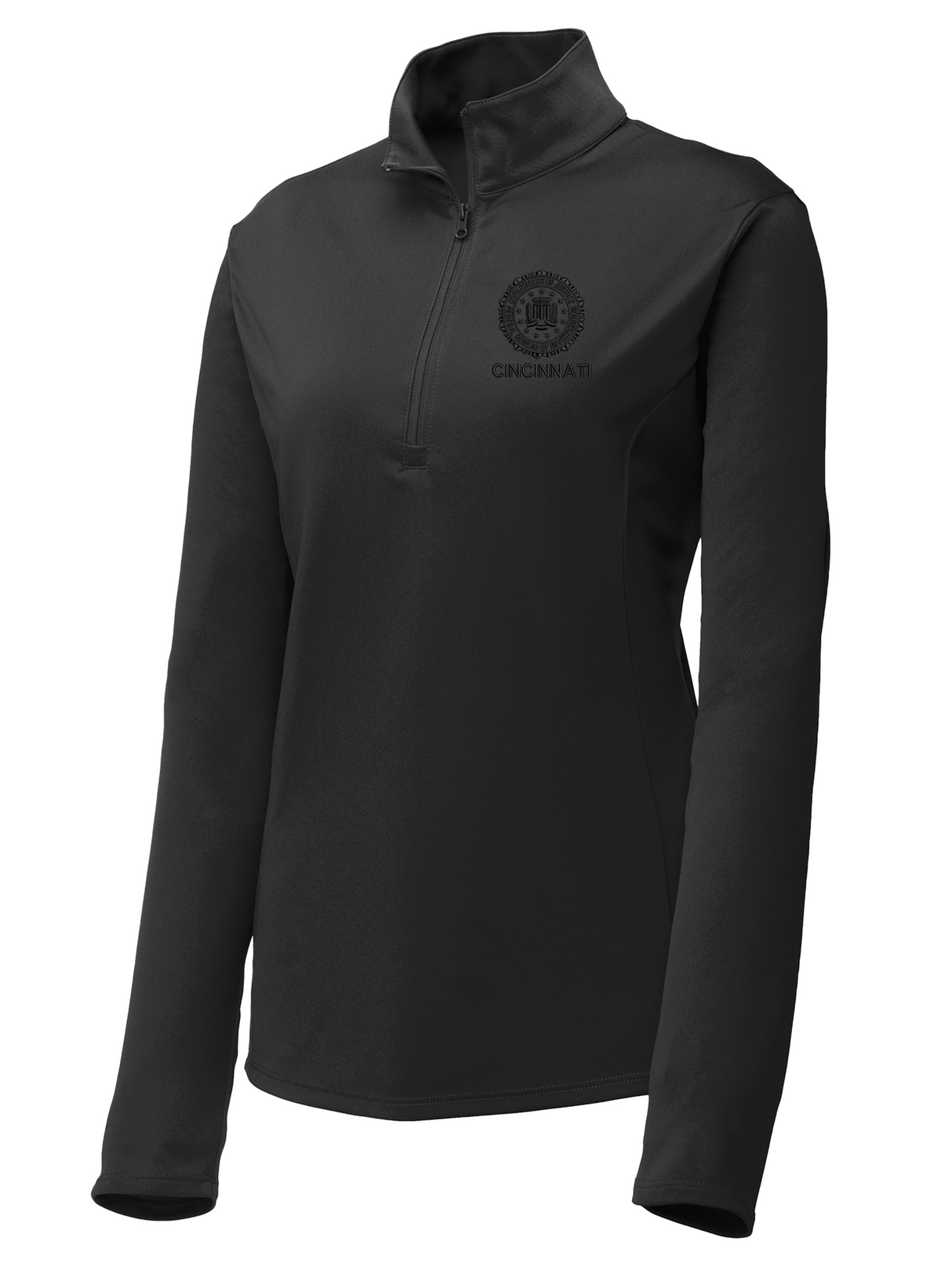 FBI Cincinnati Women's Lightweight Dri Fit 1/4 Zip Black government employee uniform shirt