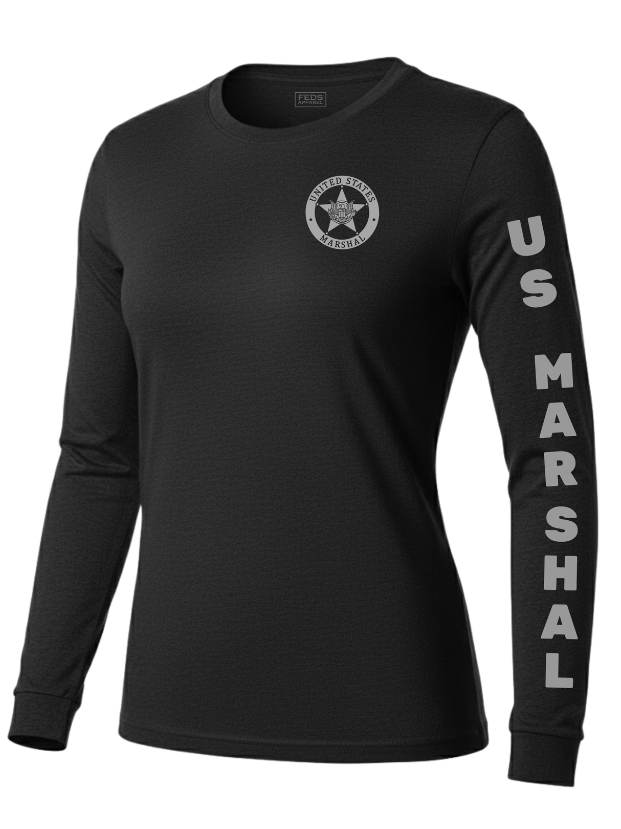 Black US Marshals Service USMS Women's Shirt - Long Sleeve (Gray)