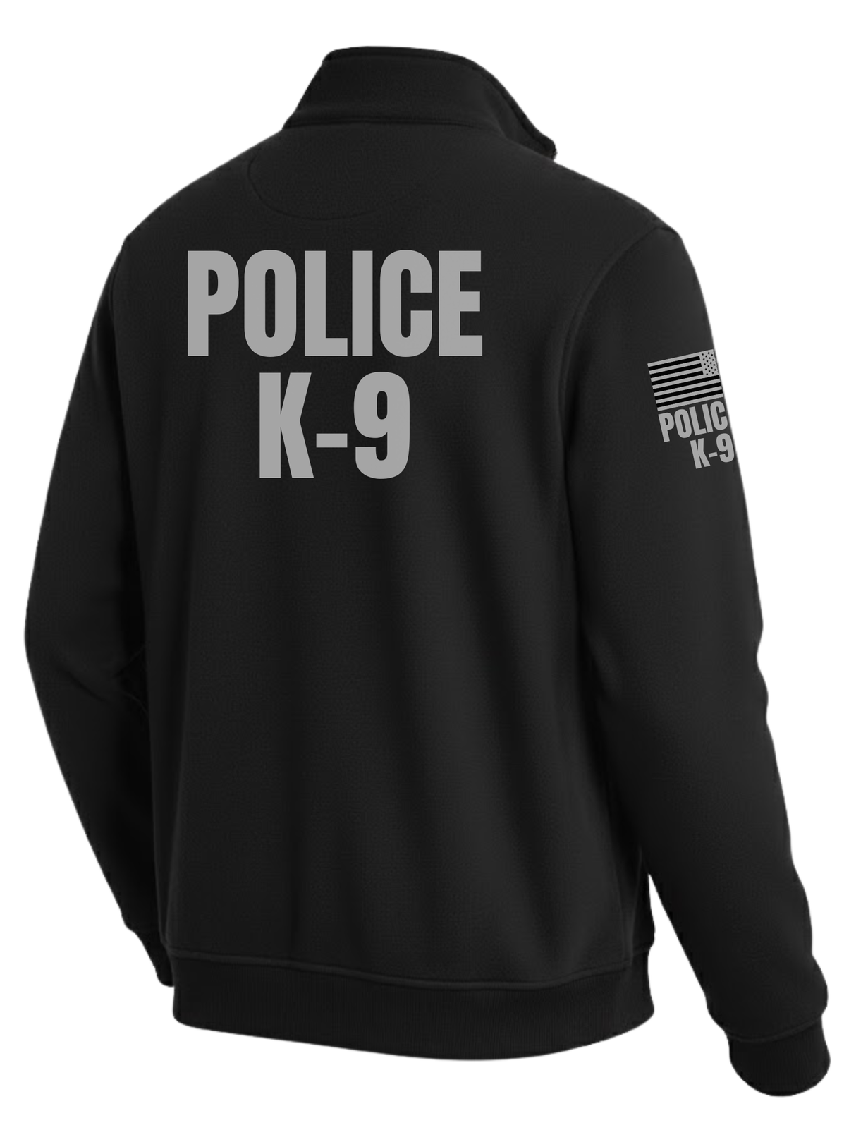 Black Police K-9 Men's Fleece Job Shirt (Gray) - Back Police Sheriff Uniform