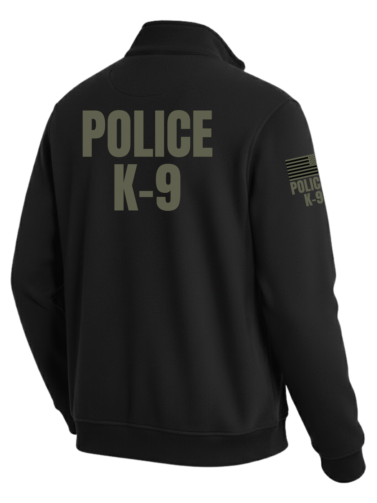 Black Police K-9 Men's Fleece Job Shirt (Green) - Back Police Sheriff Uniform
