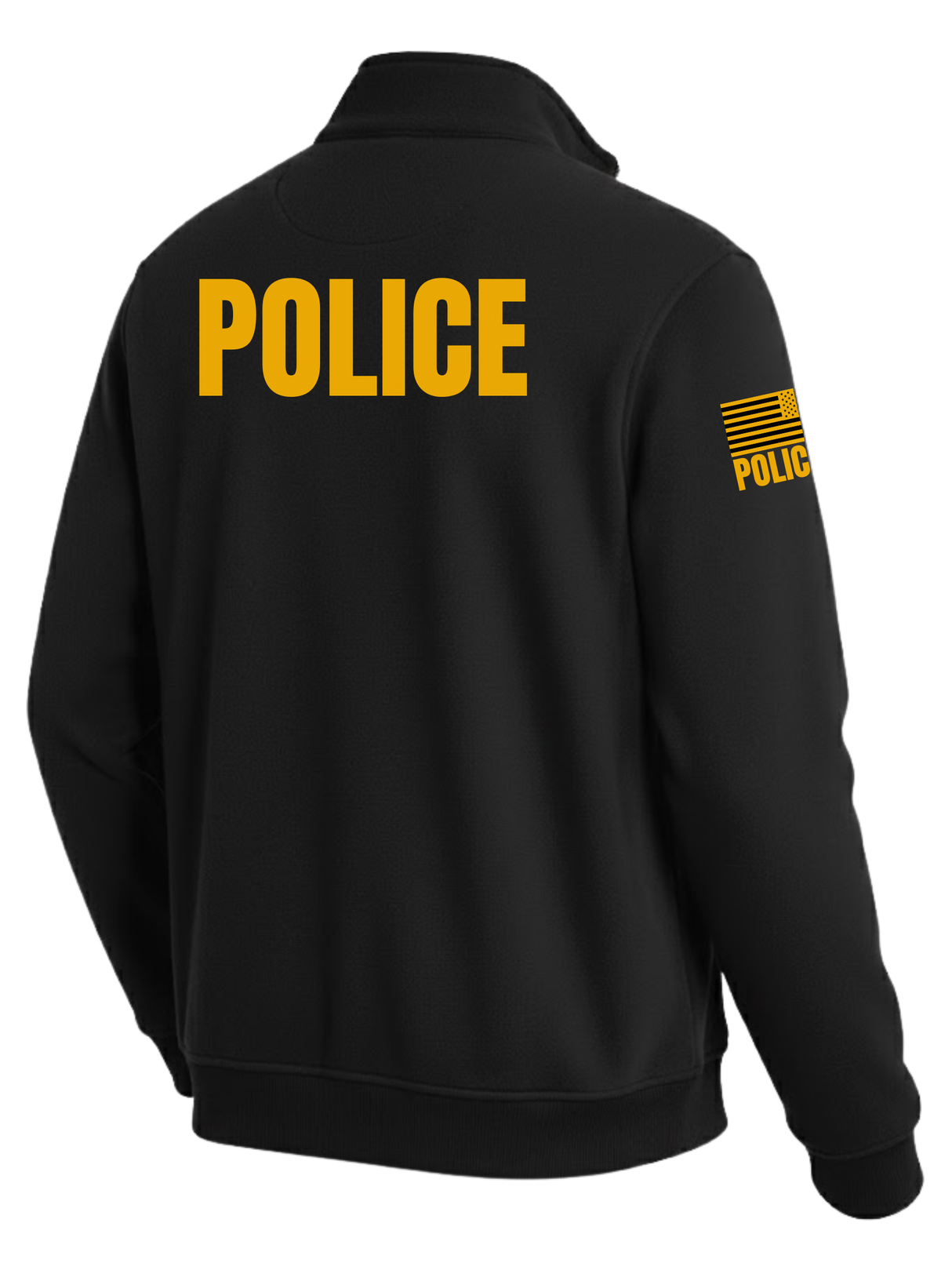 Black Police Men's Fleece Job Shirt (Golden Yellow) - Back Police Sheriff Uniform