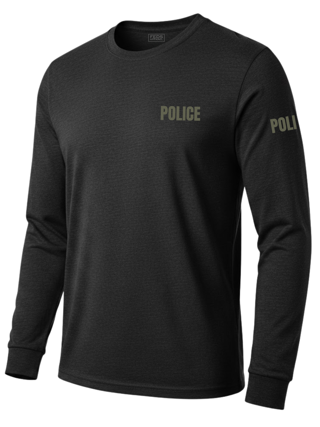 Black Police Men's Shirt - Long Sleeve (Green)