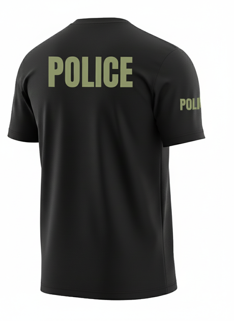 Black Police Men's Shirt - Short Sleeve (Green)