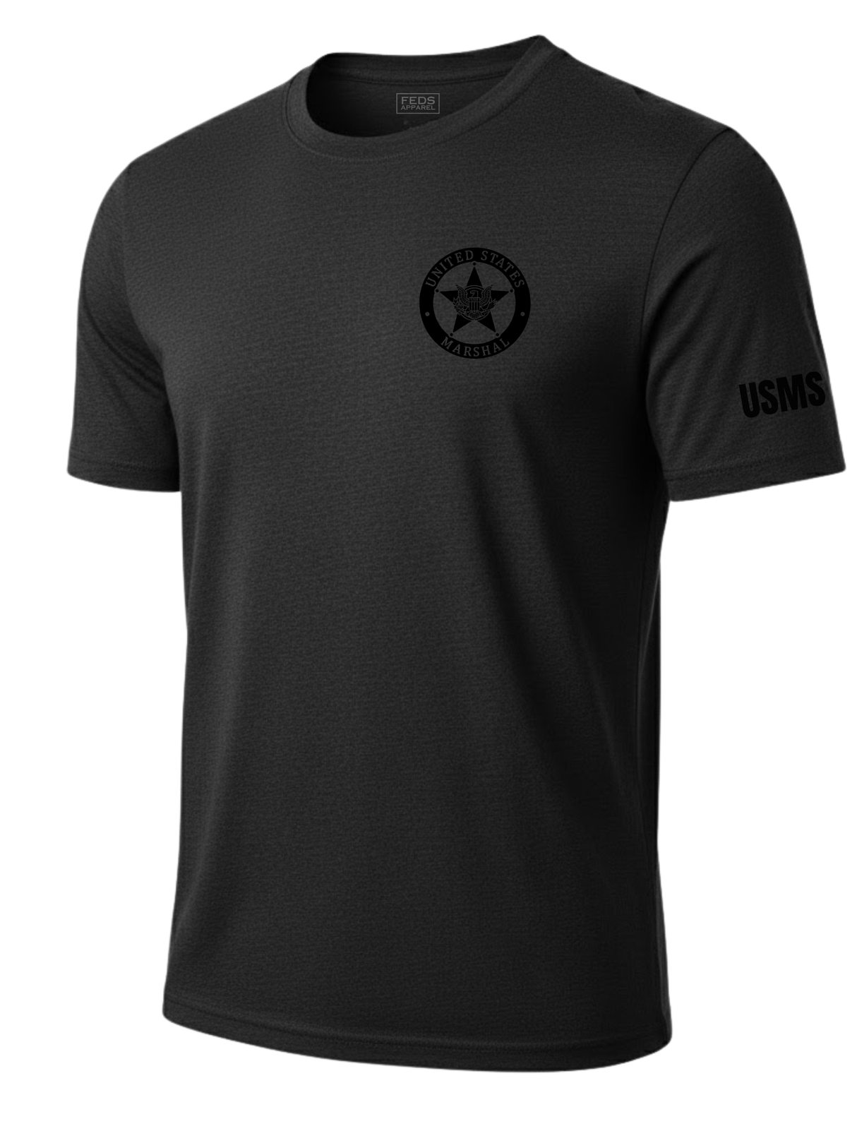 Black US Marshals Service USMS Men's Shirt - Short Sleeve (Black)