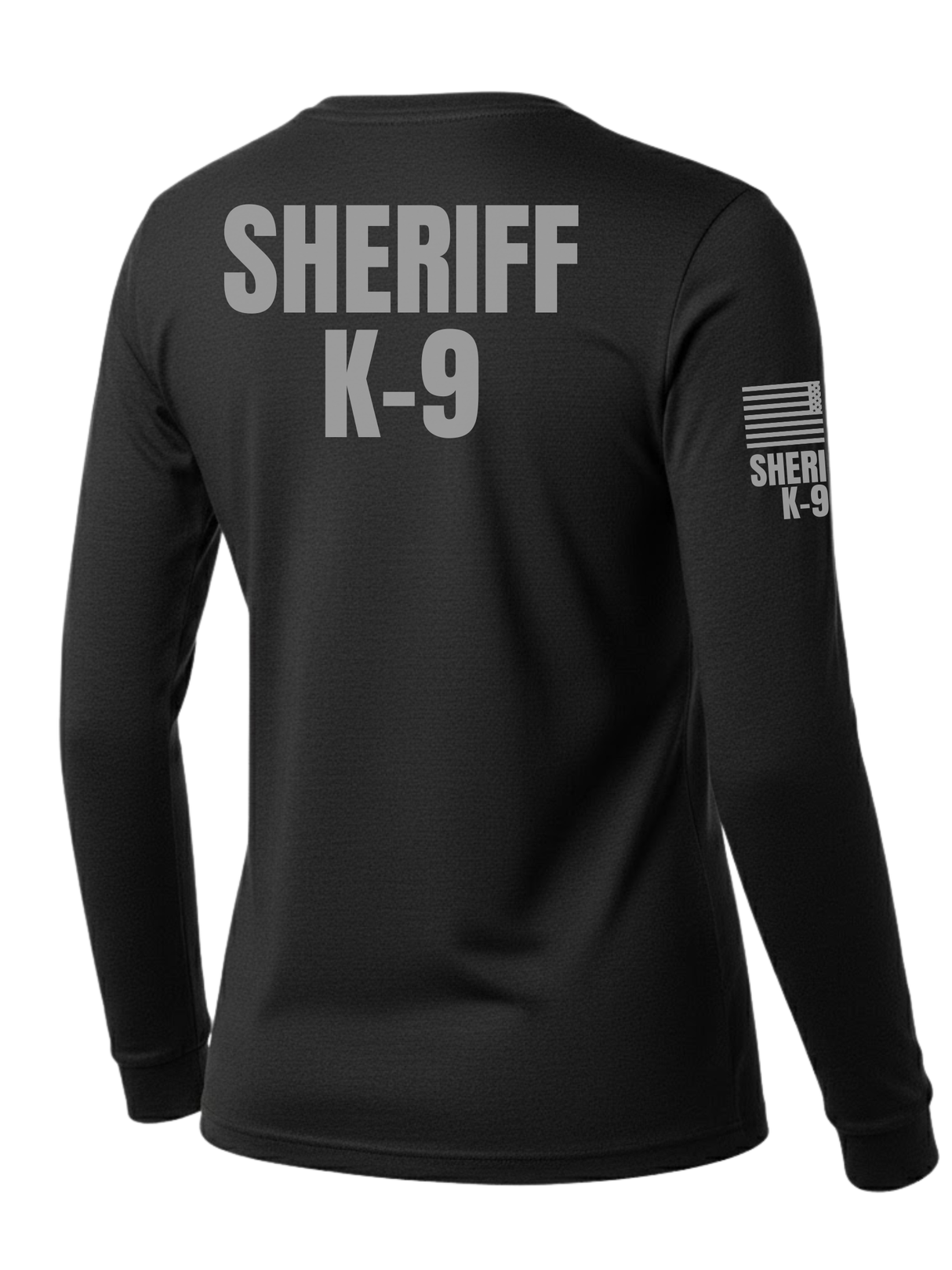 Black Sheriff K-9 Women's Shirt - Long Sleeve (Gray) - Back Police Sheriff Uniform