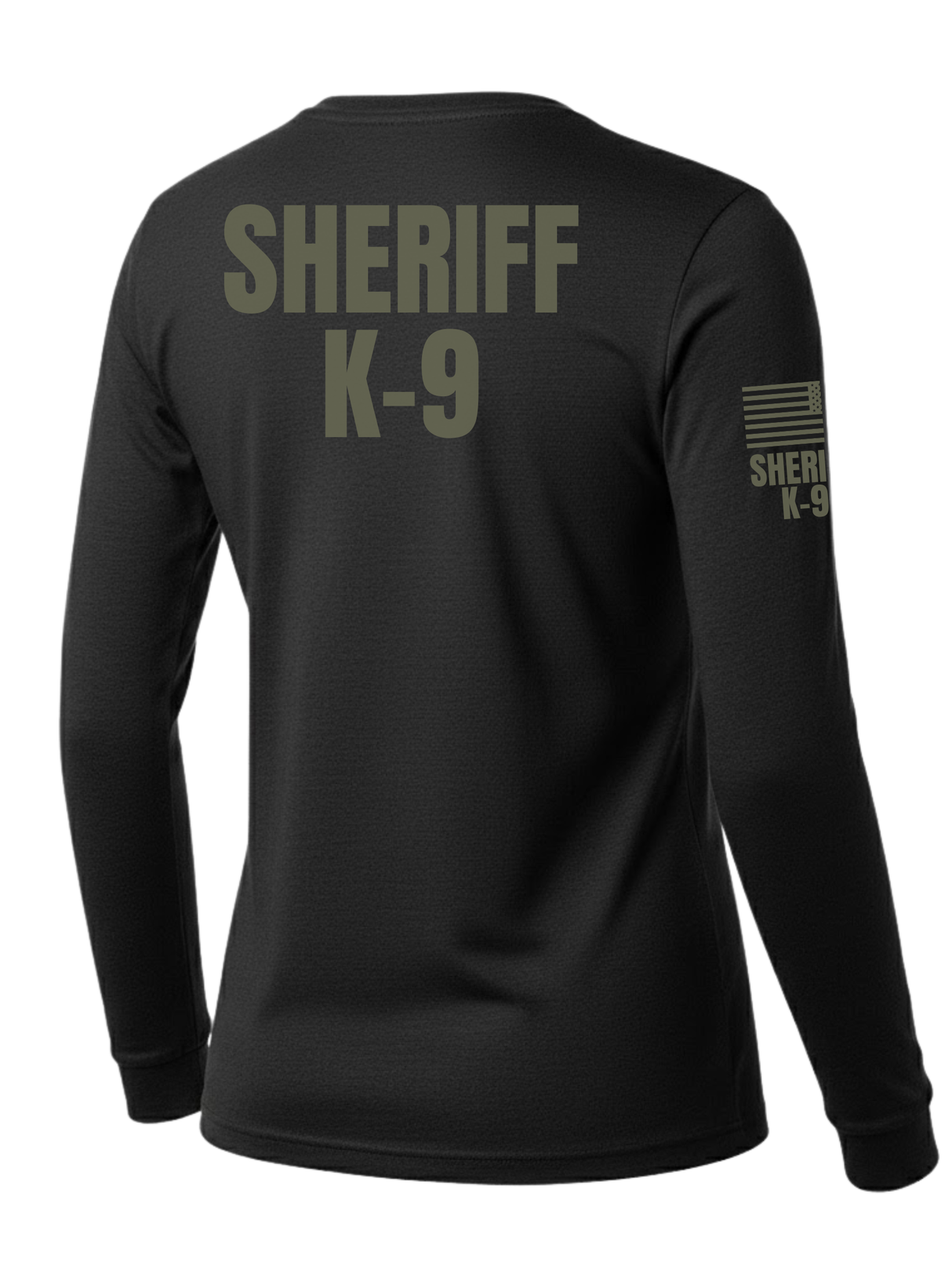 Black Sheriff K-9 Women's Shirt - Long Sleeve (Green) - Back Police Sheriff Uniform