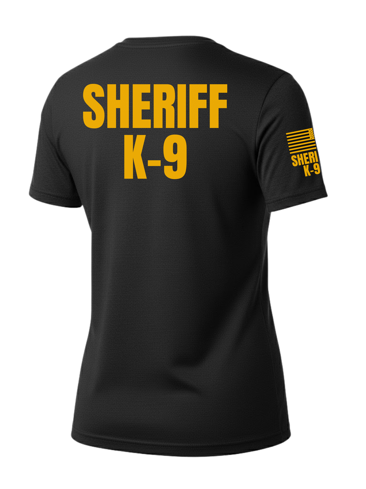Black Sheriff K-9 Women's Shirt - Short Sleeve (Golden Yellow) - Back Police Sheriff Uniform