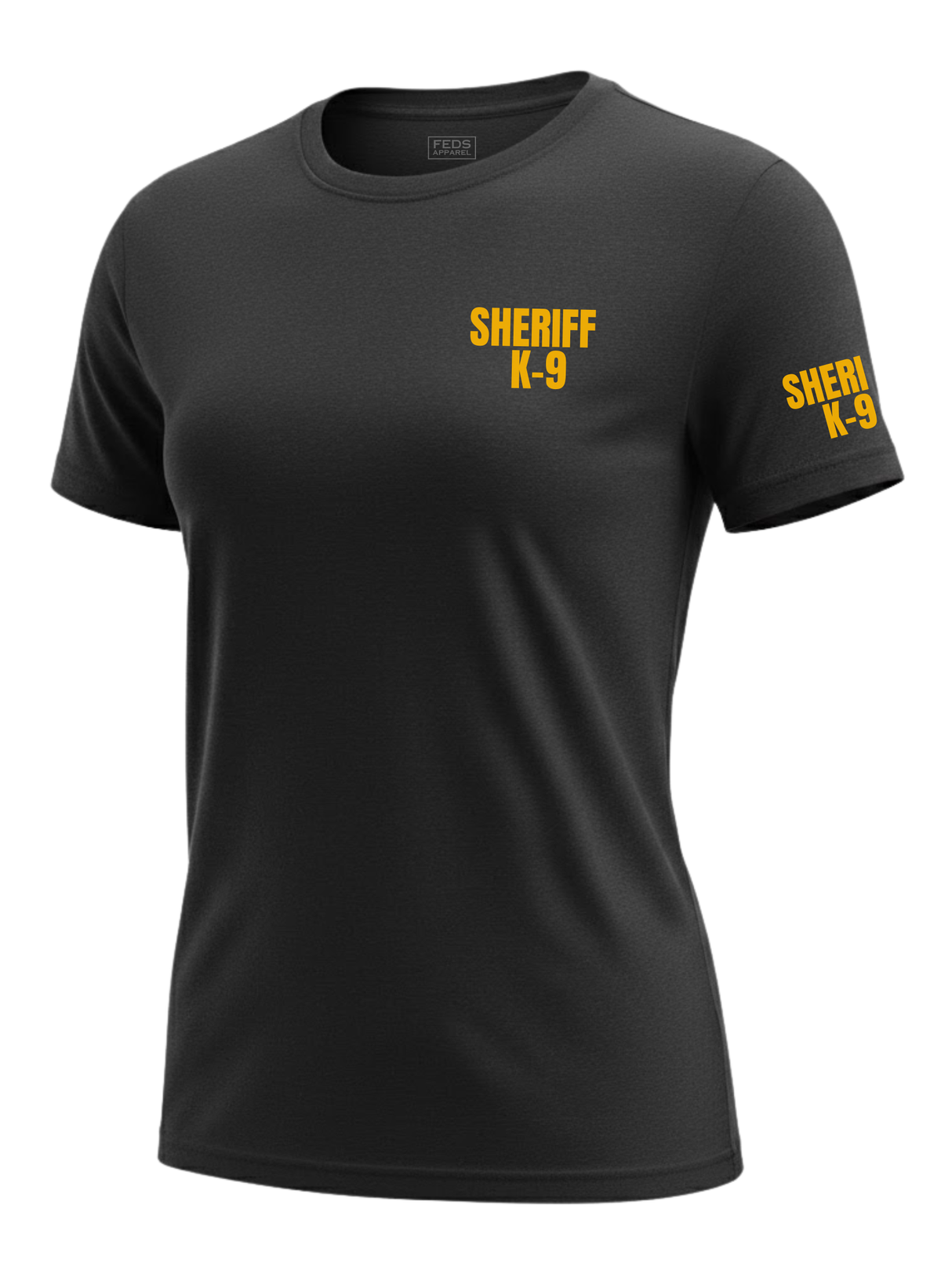 Black Sheriff K-9 Women's Shirt - Short Sleeve (Golden Yellow) - Front Police Sheriff Uniform
