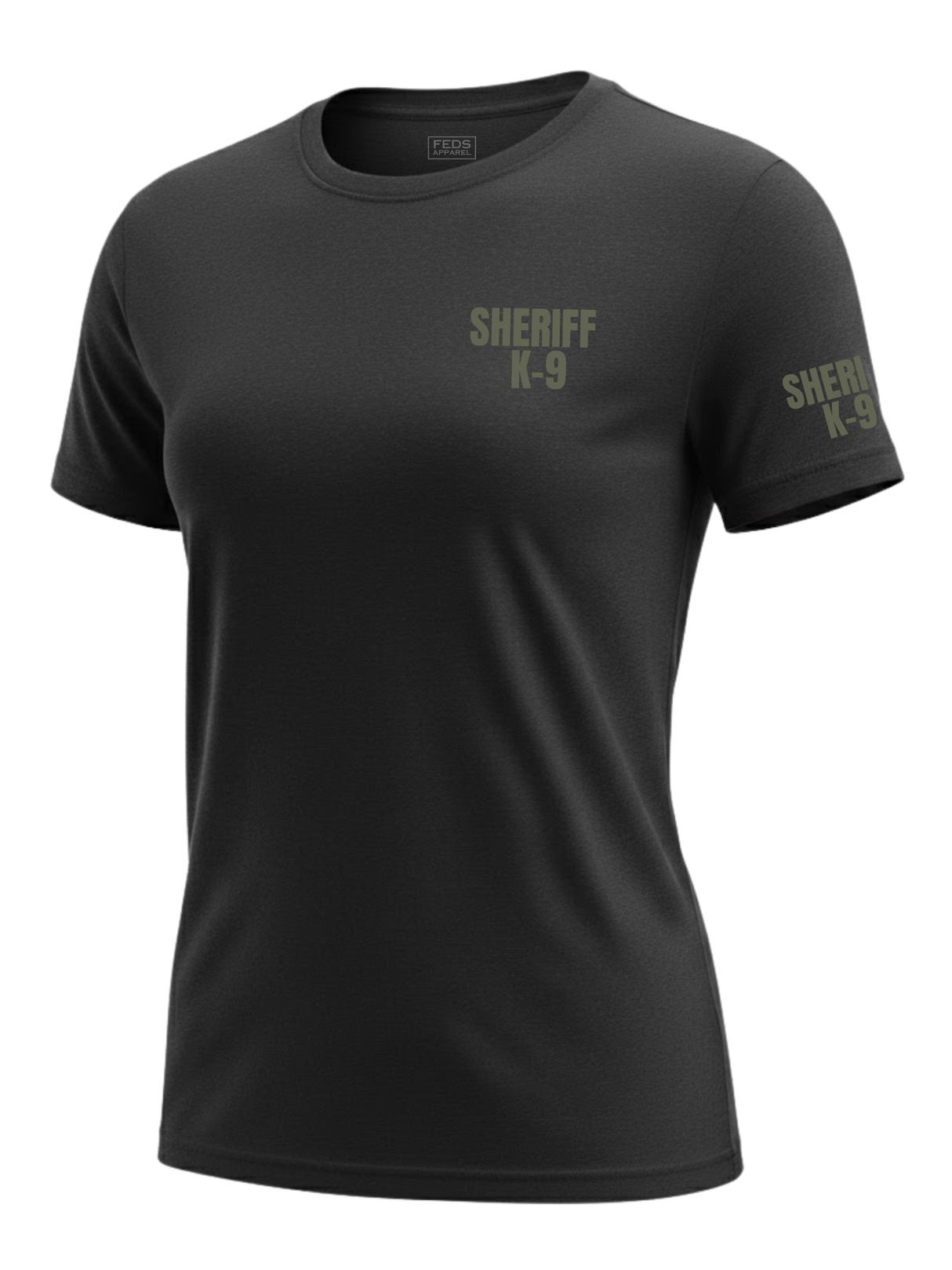 Black Sheriff K-9 Women's Shirt - Short Sleeve (Green) - Front Police Sheriff Uniform