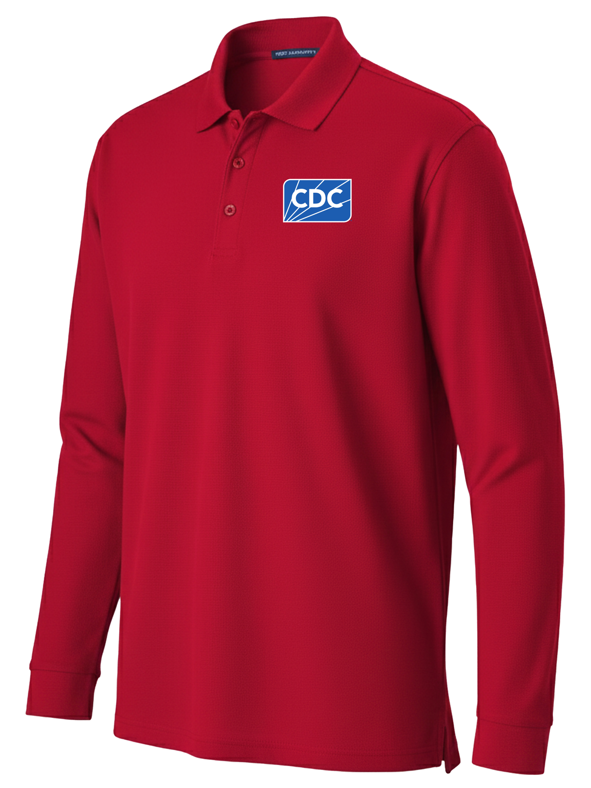 Centers for Disease Control and Prevention (CDC) Men's Long Sleeve Polo Red government employee uniform shirt
