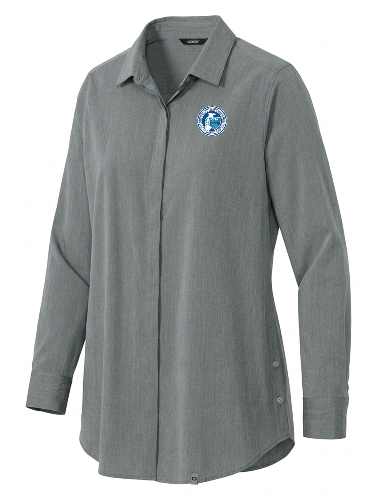 Cybersecurity and Infrastructure Security Agency (CISA) Women's Commuter Shirt Slate Gray government employee uniform shirt