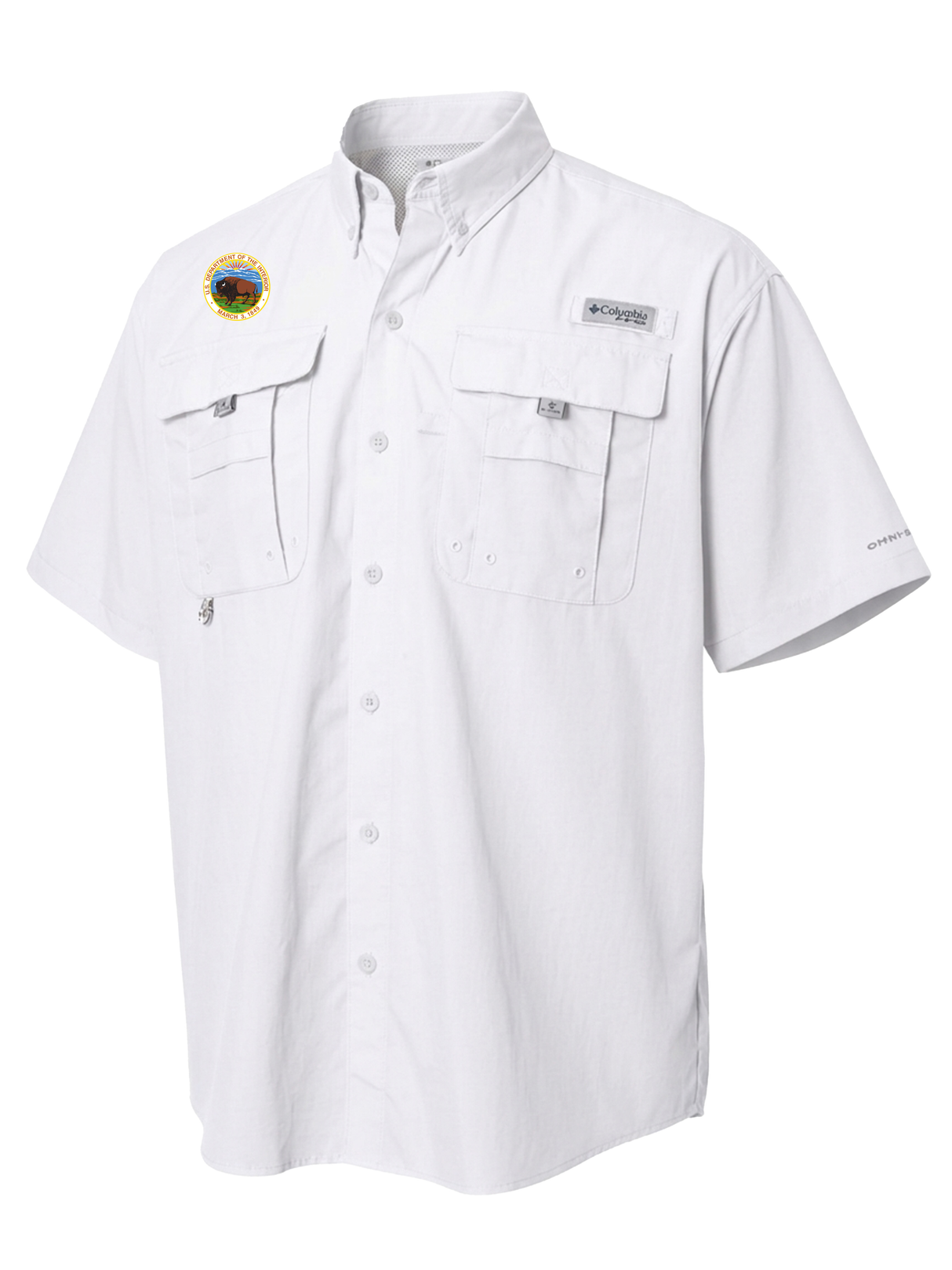 DepartMent of Interior Men's Columbia Bahama™ II Button Up Short Sleeve White government employee uniform shirt