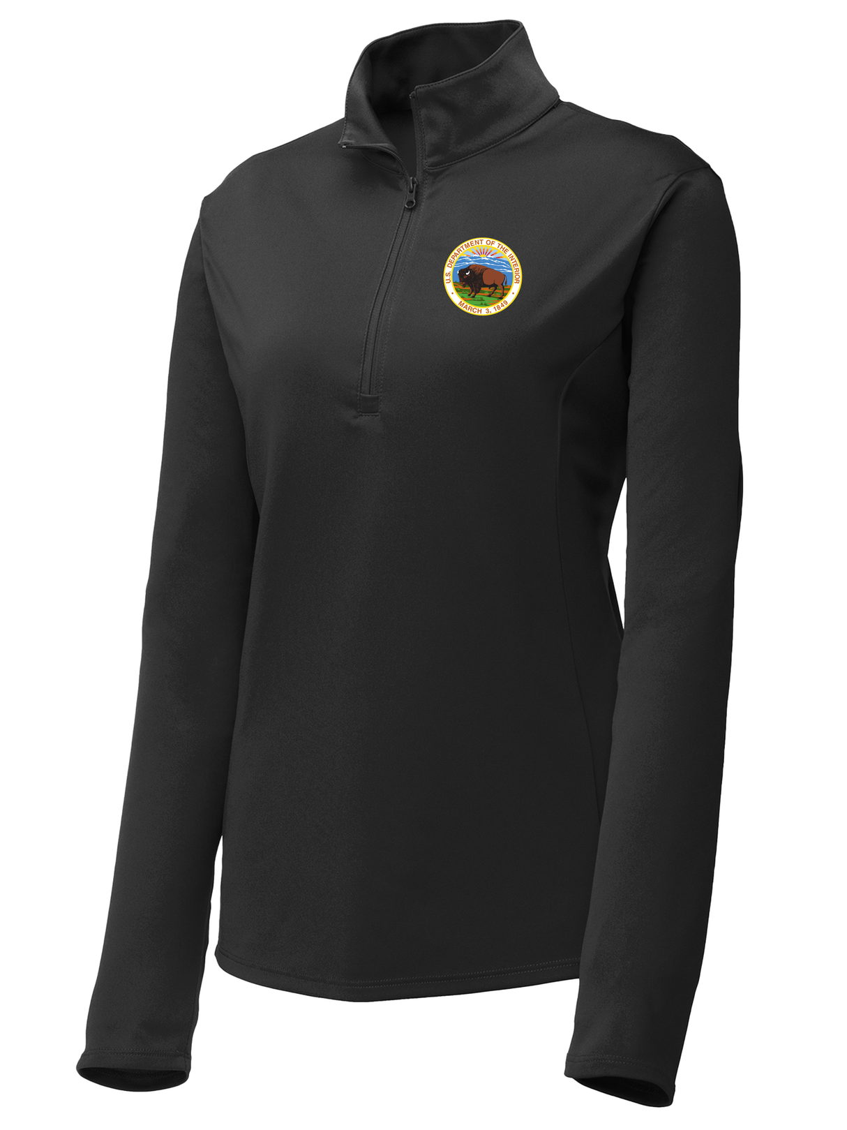 Department of Interior Women's Lightweight Dri Fit 1/4 Zip Black government employee uniform shirt