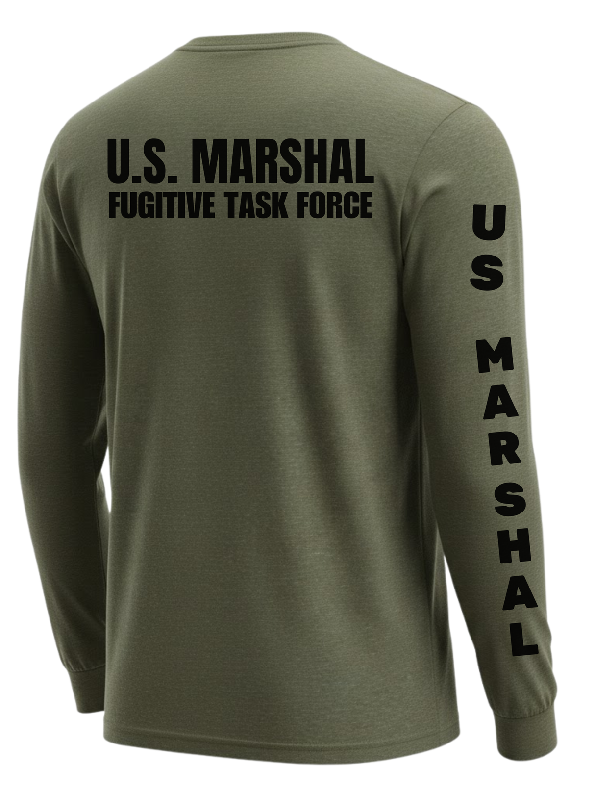 Drab Green US Marshals Service USMS Men's Shirt - Long Sleeve (Black)