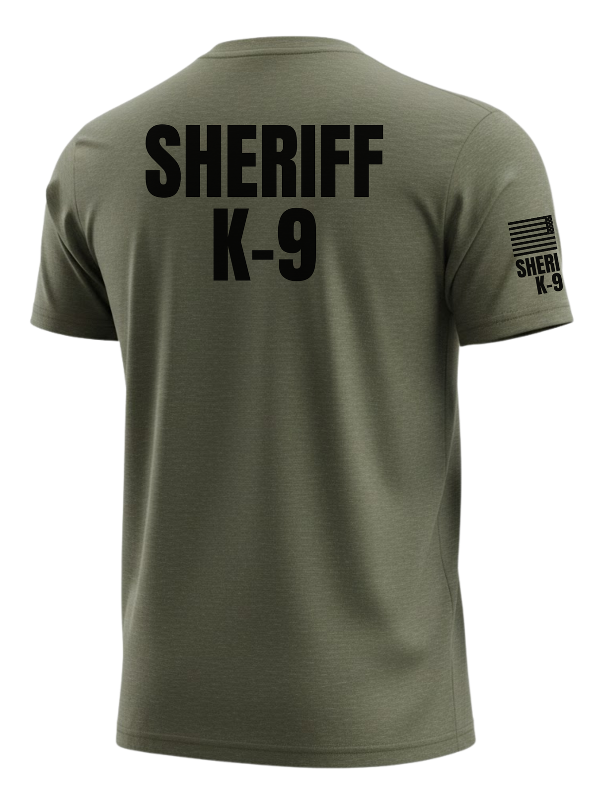 Drab Green Sheriff K-9 Men's Shirt - Short Sleeve (Black) - Back Police Sheriff Uniform